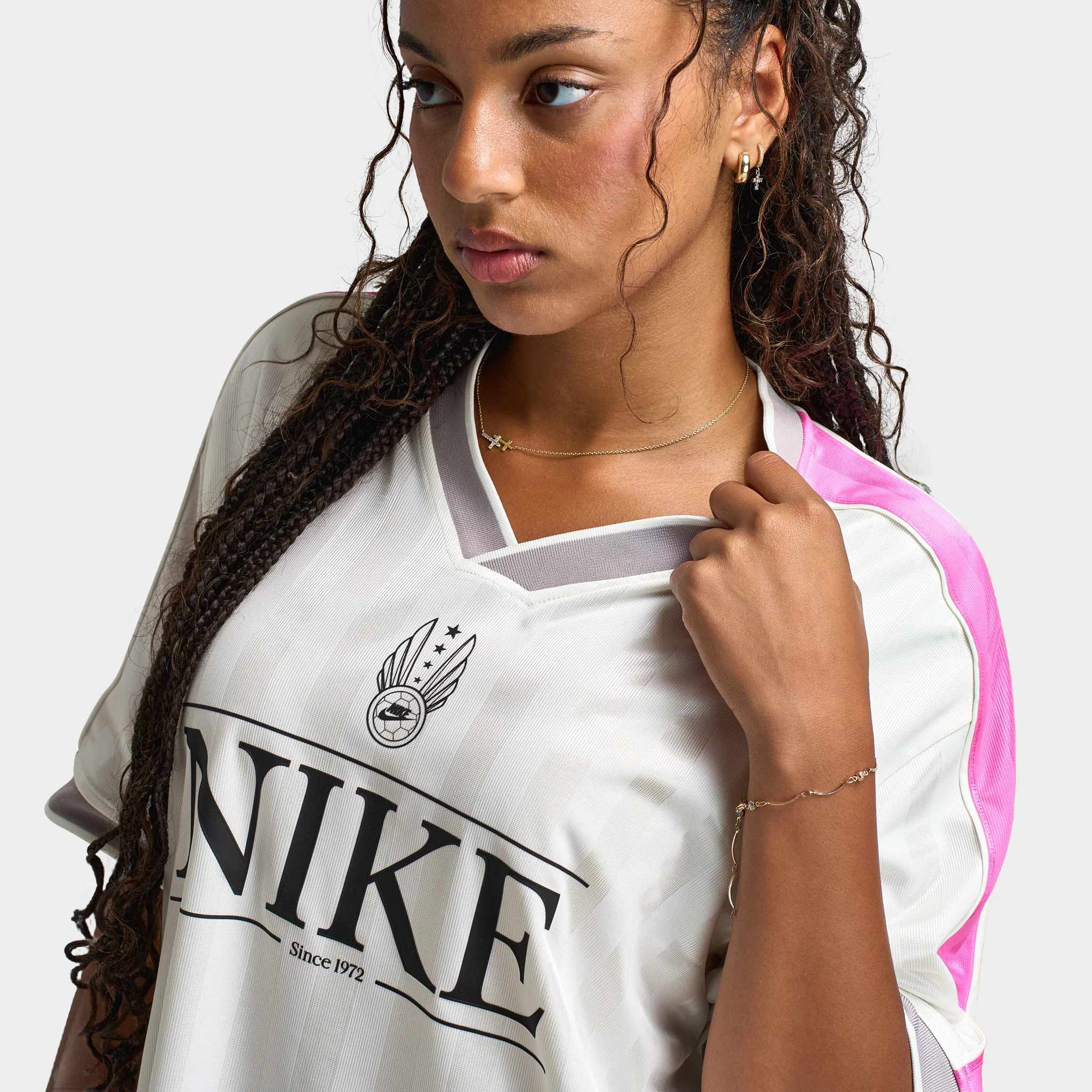 Nike Sportswear Women's V Neck Jersey Sail / Playful Pink - Image 4