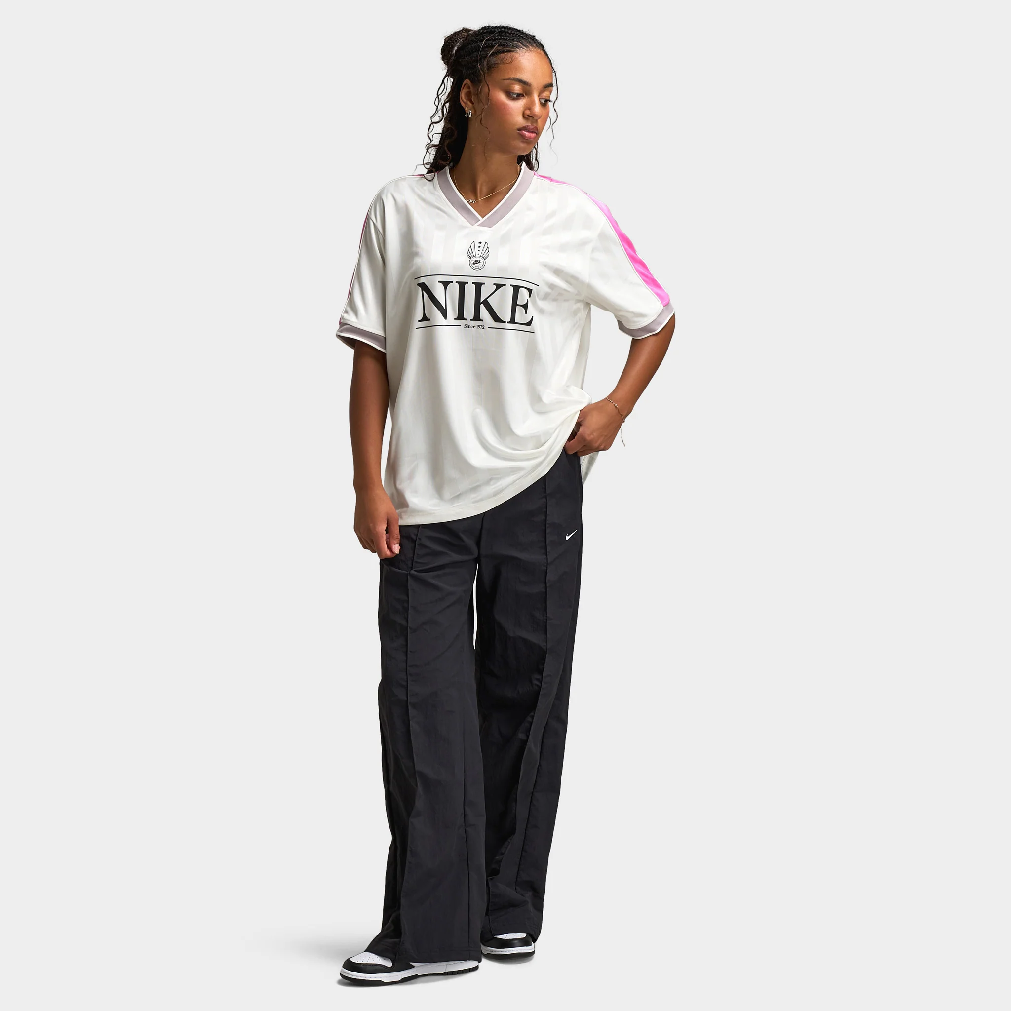 Nike Sportswear Women's V Neck Jersey Sail / Playful Pink - Image 6