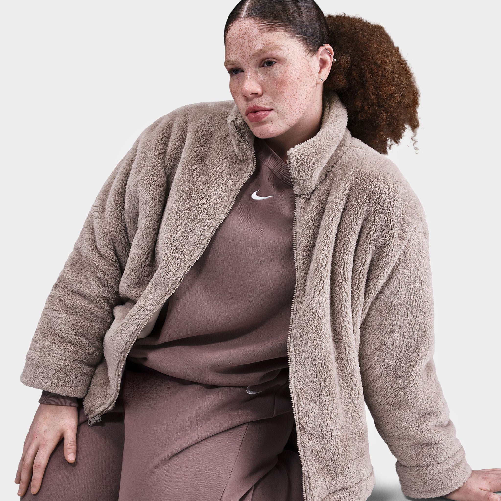 Nike Sportswear Essential Sherpa Jacket / Malt / Sail - Image 3