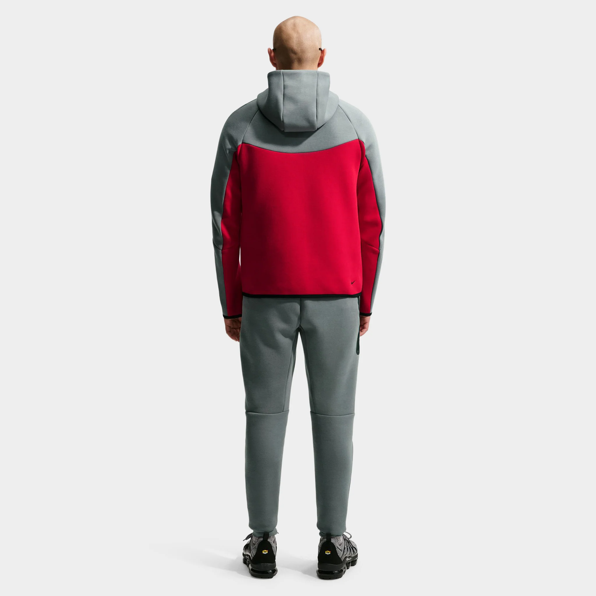 Nike Tech Fleece Full Zip Hoodie Smoke Grey / Fire Red / Black - Image 2