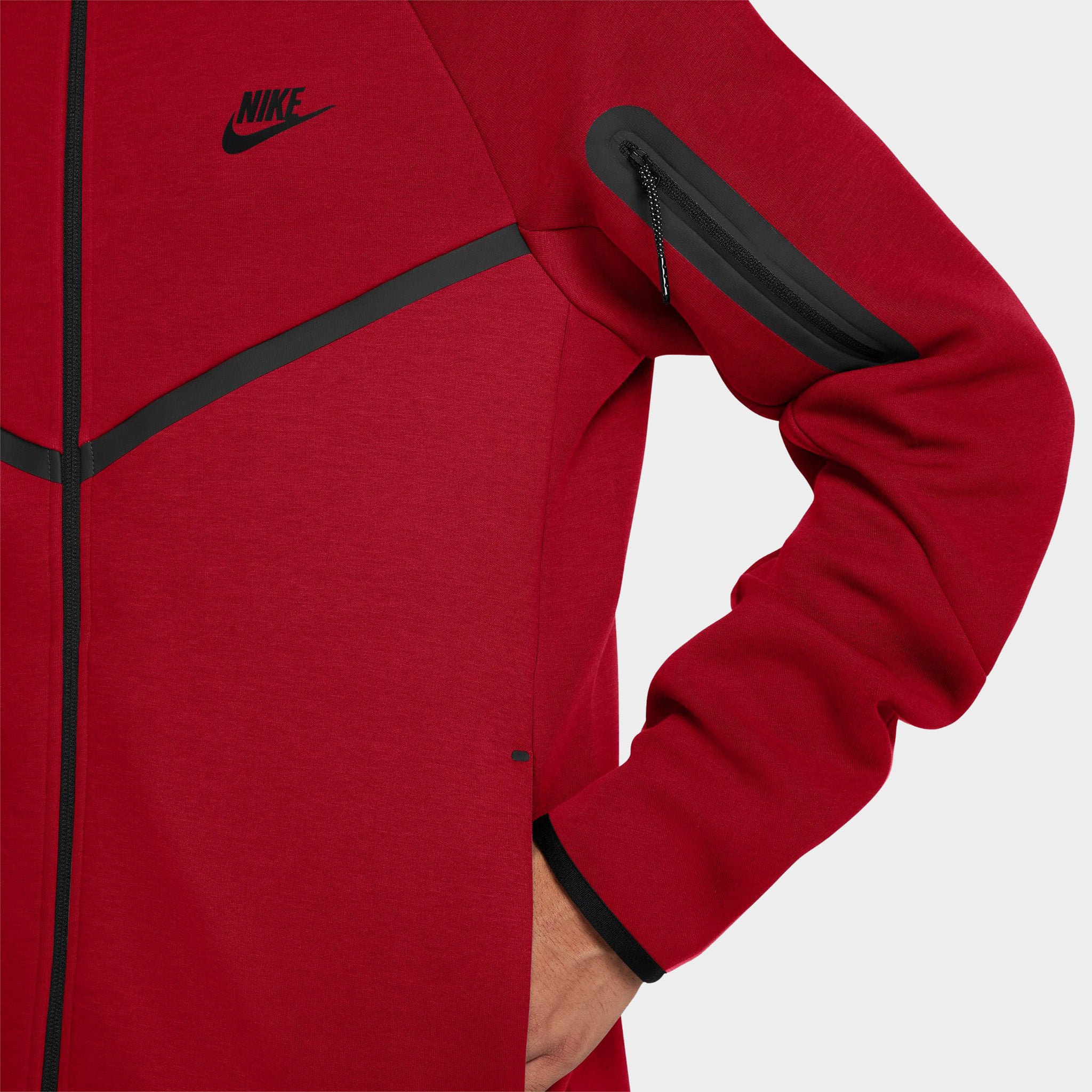 Nike Tech Fleece Full-Zip Windrunner Hoodie Gym Red / Black - Image 3