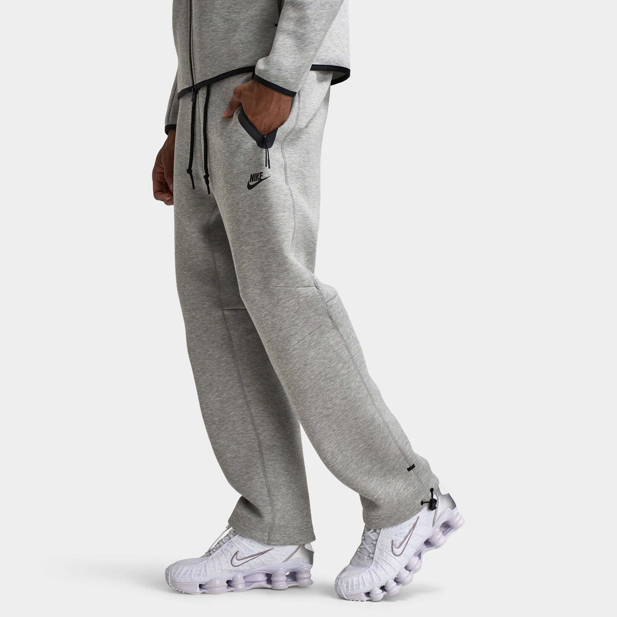 Nike Tech Fleece Open Hem Joggers Dark Heather Grey / Black - Image 3