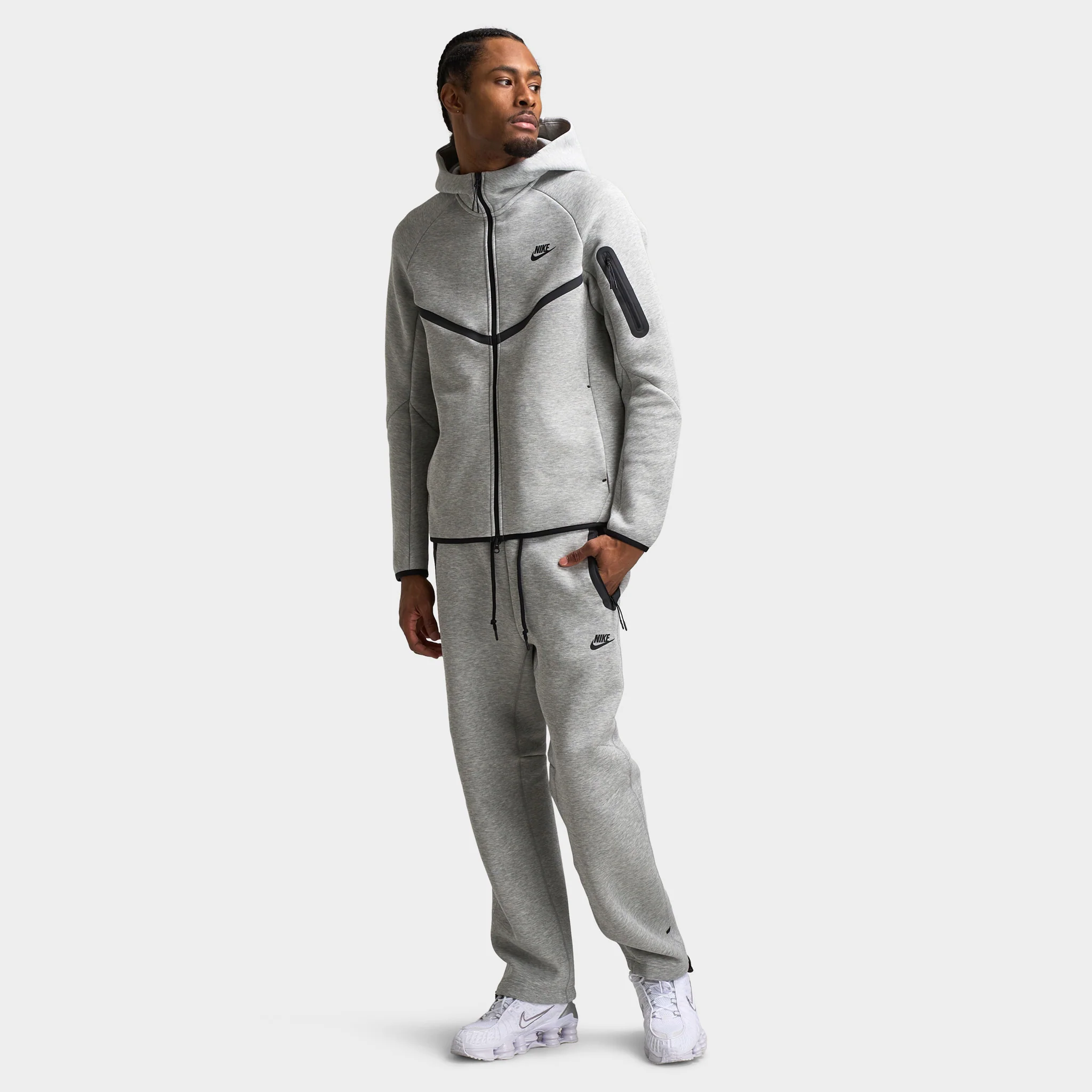 Nike Tech Fleece Open Hem Joggers Dark Heather Grey / Black - Image 6