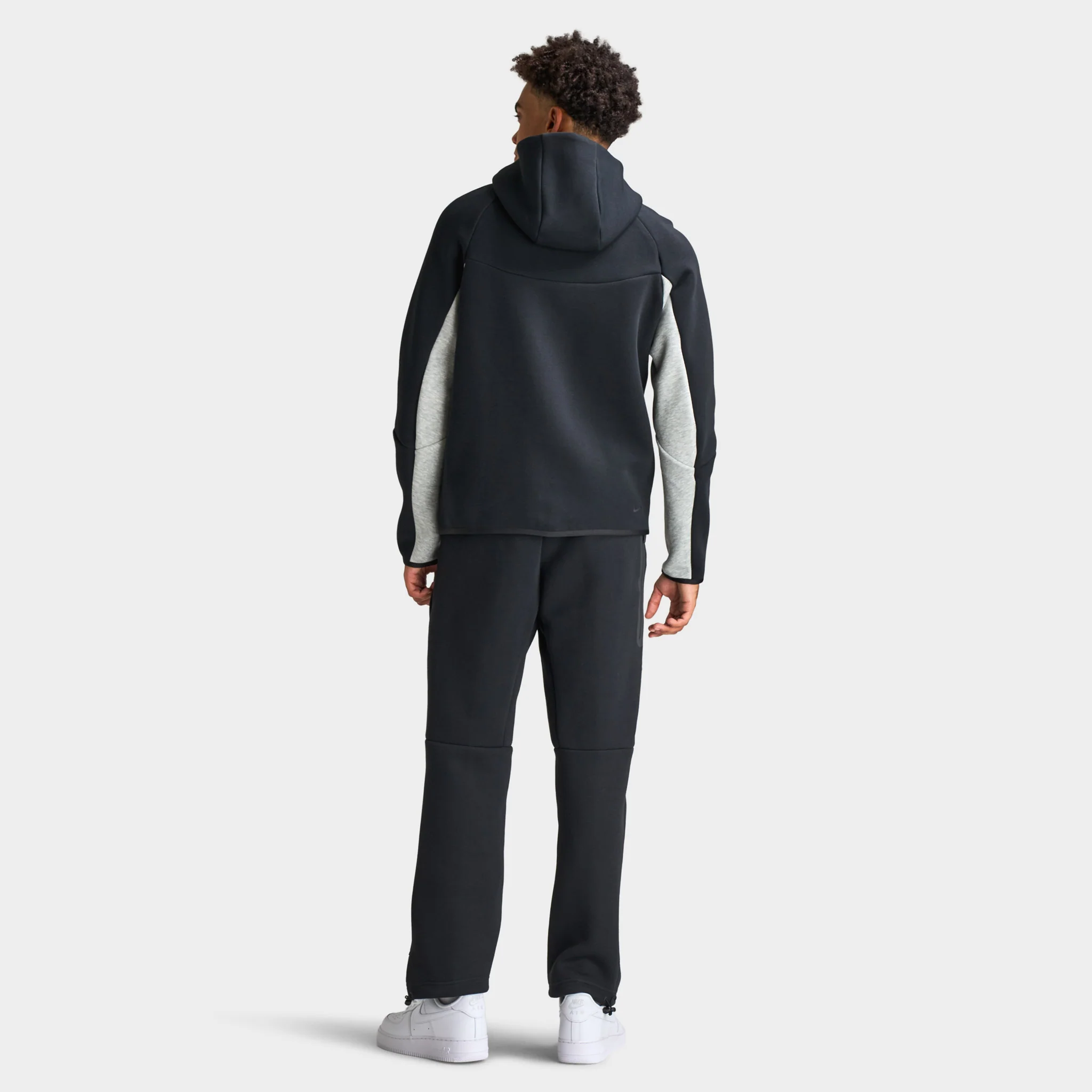 Nike Tech Men's Fleece Windrunner Full-Zip Jacket Black / Dark Grey Heather / Black - Image 6