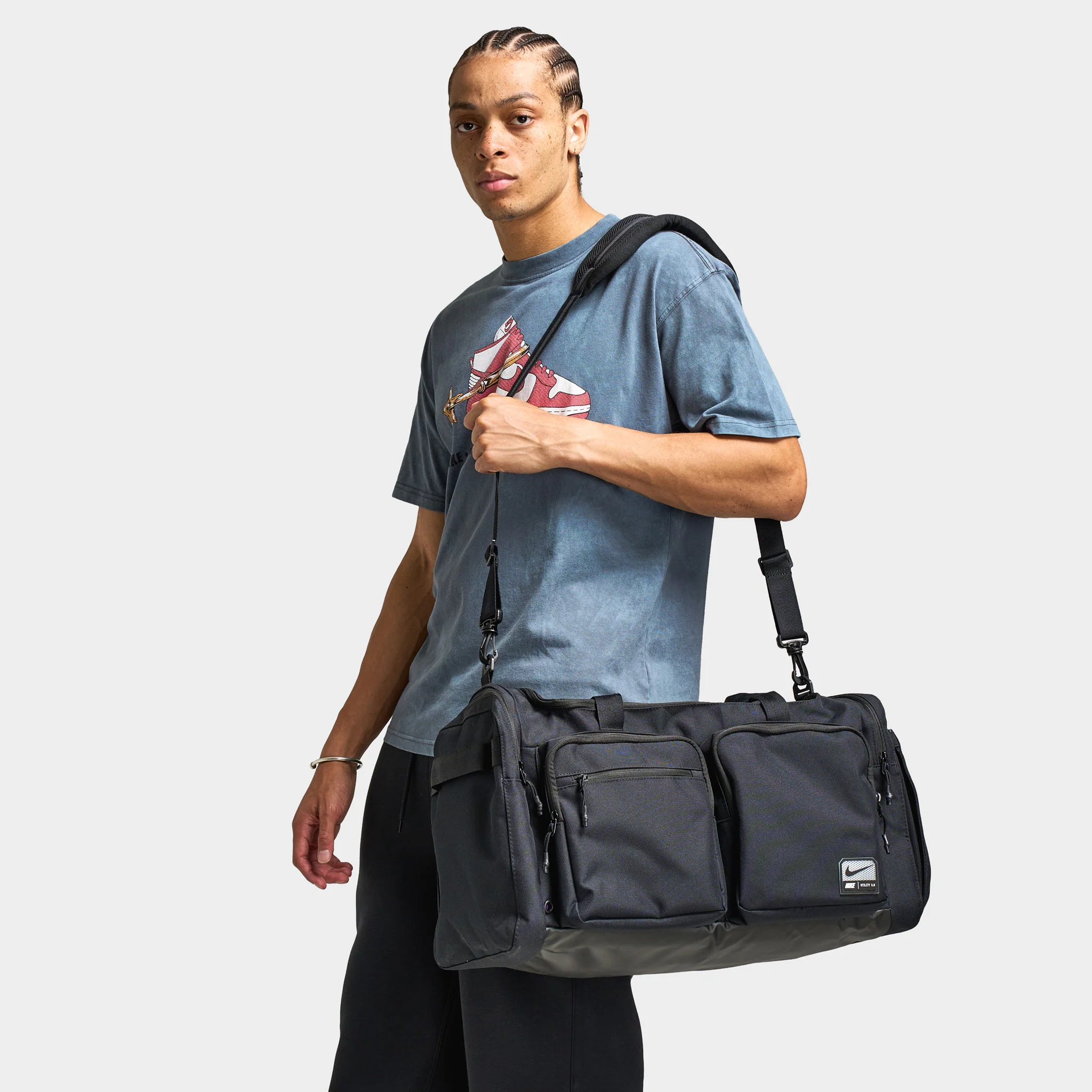 Nike Utility Power 2.0 Duffel Bag Medium (51L) Black / Black - White - Image 3