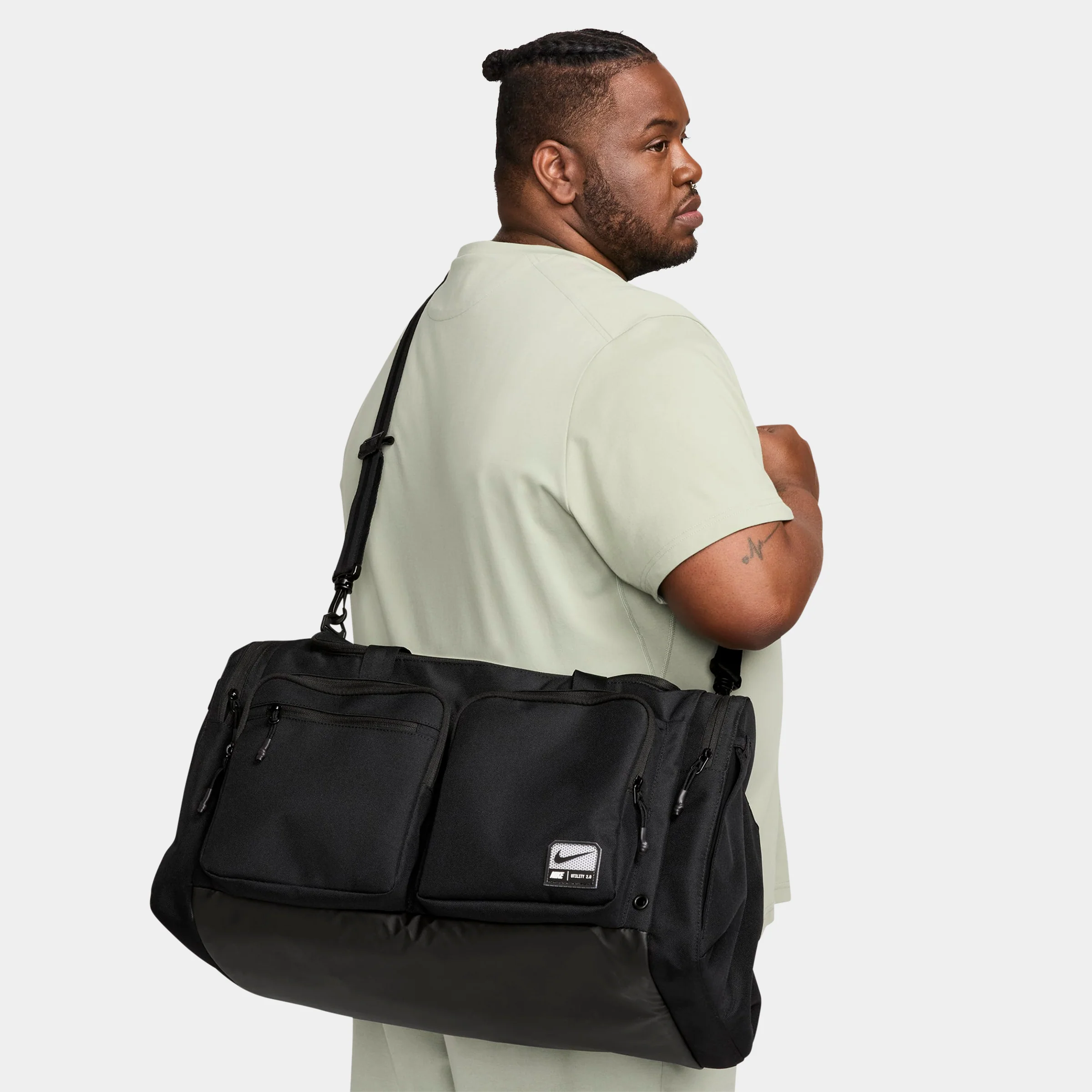 Nike Utility Power 2.0 Duffel Bag Medium (51L) Black / Black - White - Image 4