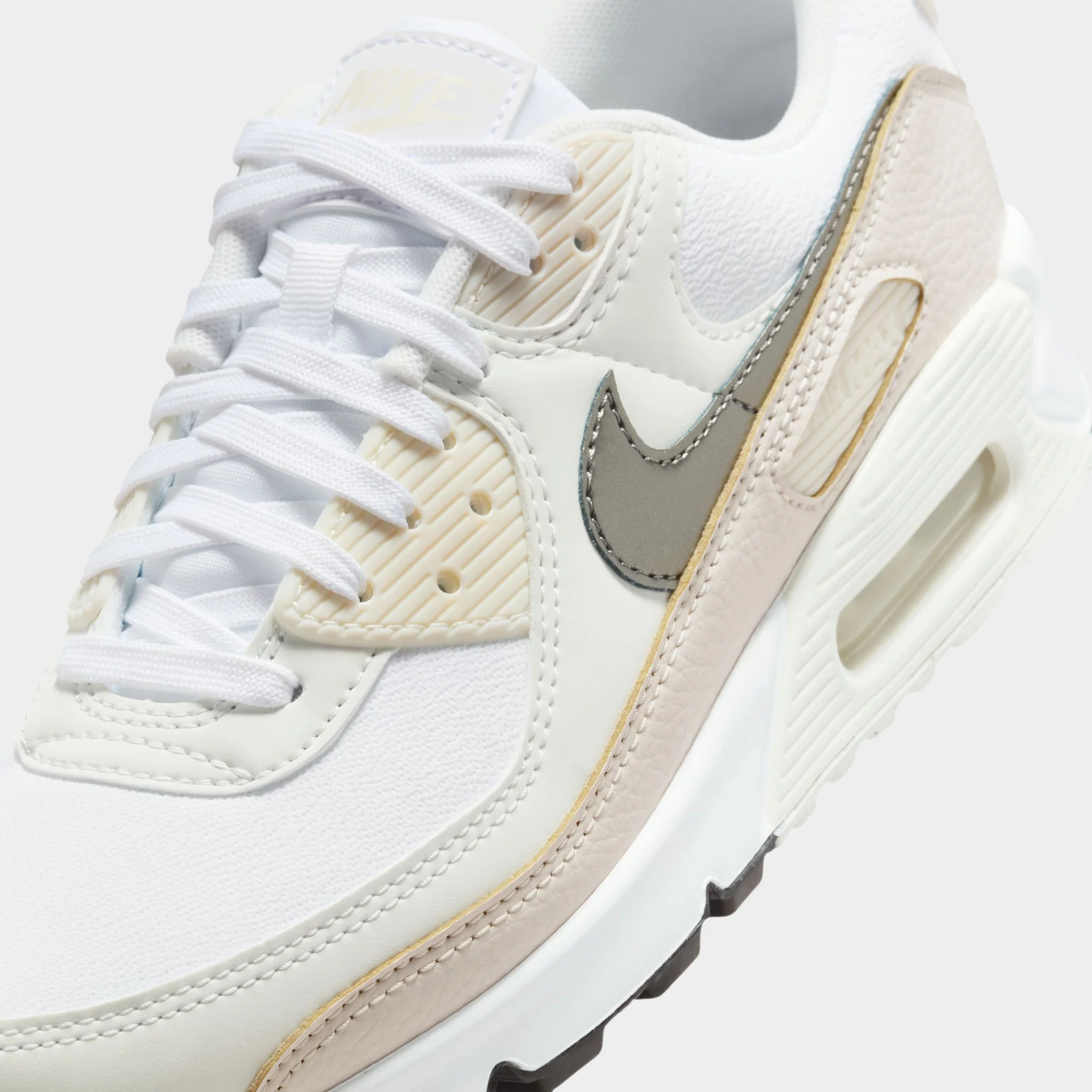 Nike Women's Air Max 90 White / Flat Pewter - Light Orewood Brown - Image 3