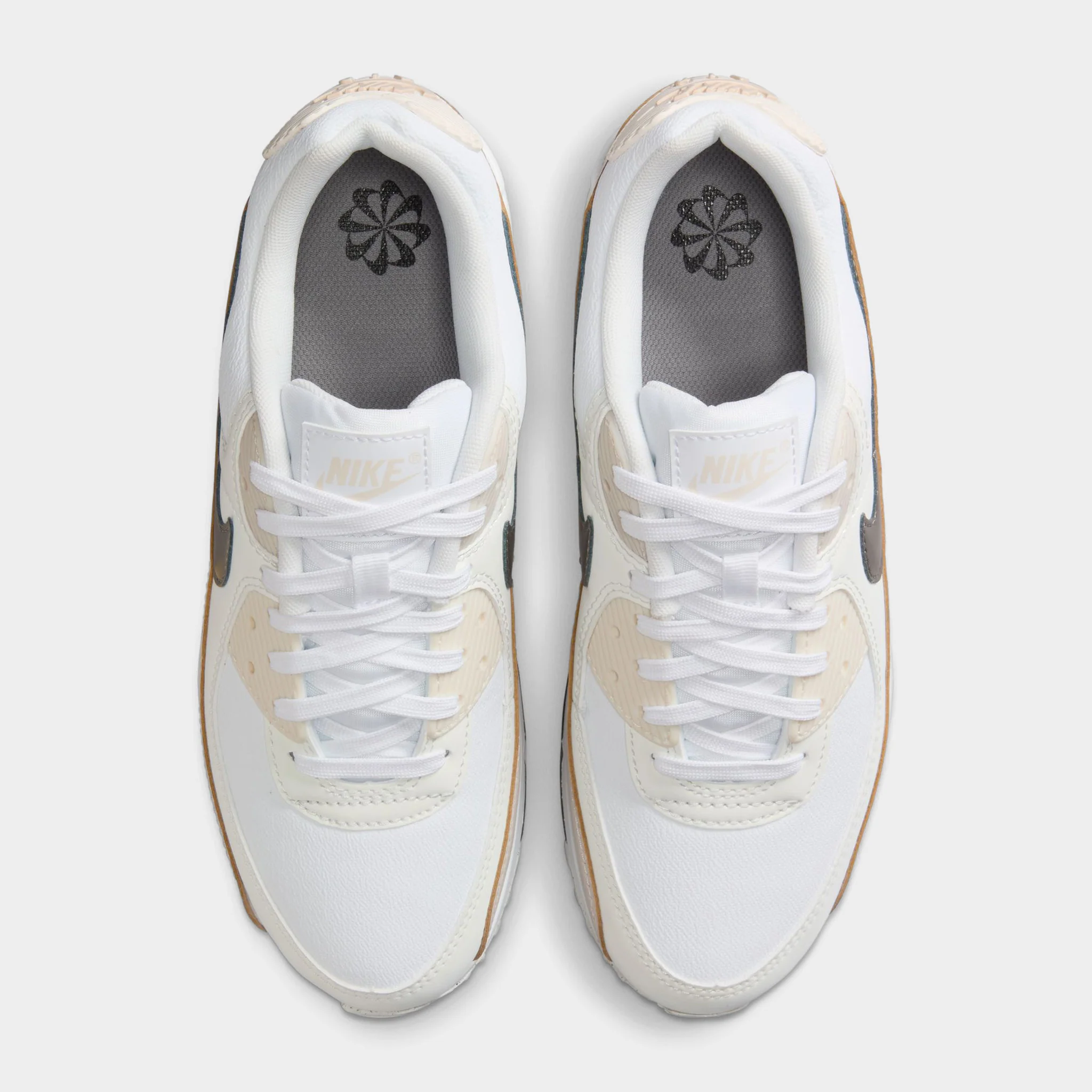 Nike Women's Air Max 90 White / Flat Pewter - Light Orewood Brown - Image 5