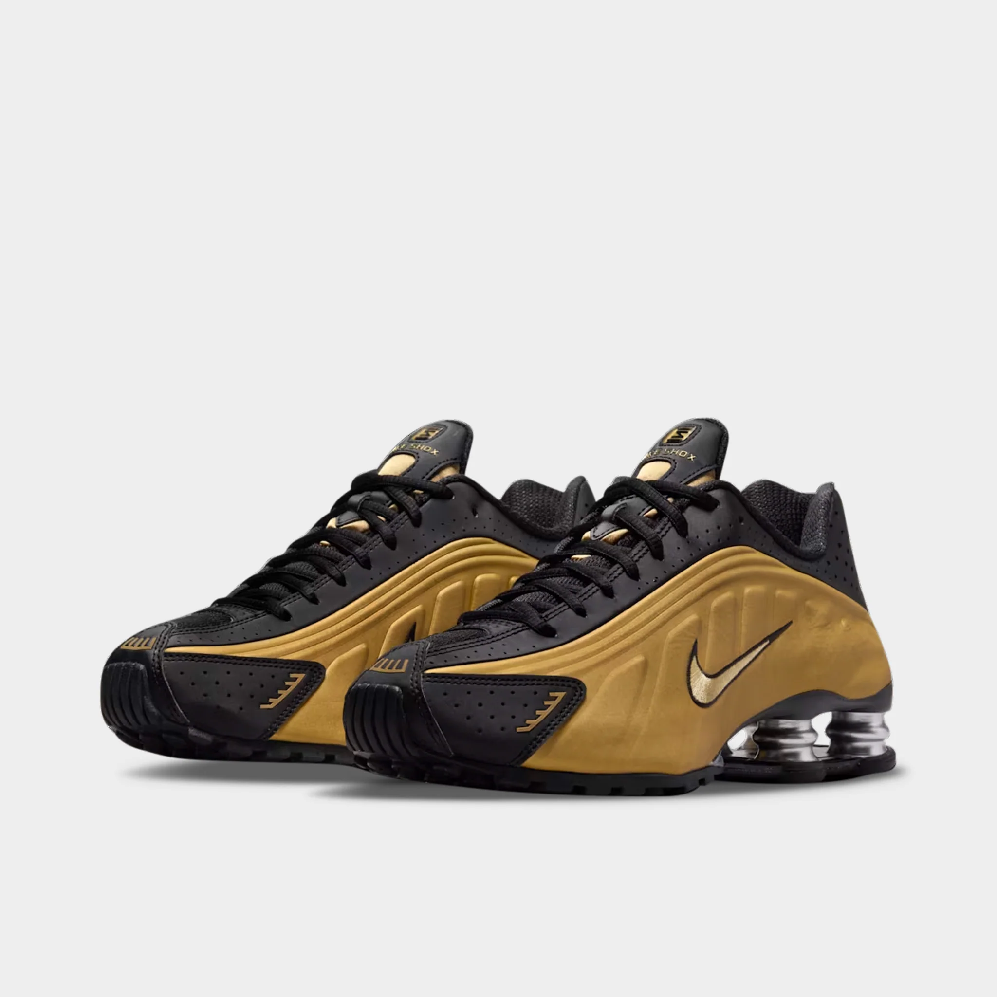 Nike Women's Shox R4 Black / Metallic Gold - Metallic Silver - Image 2