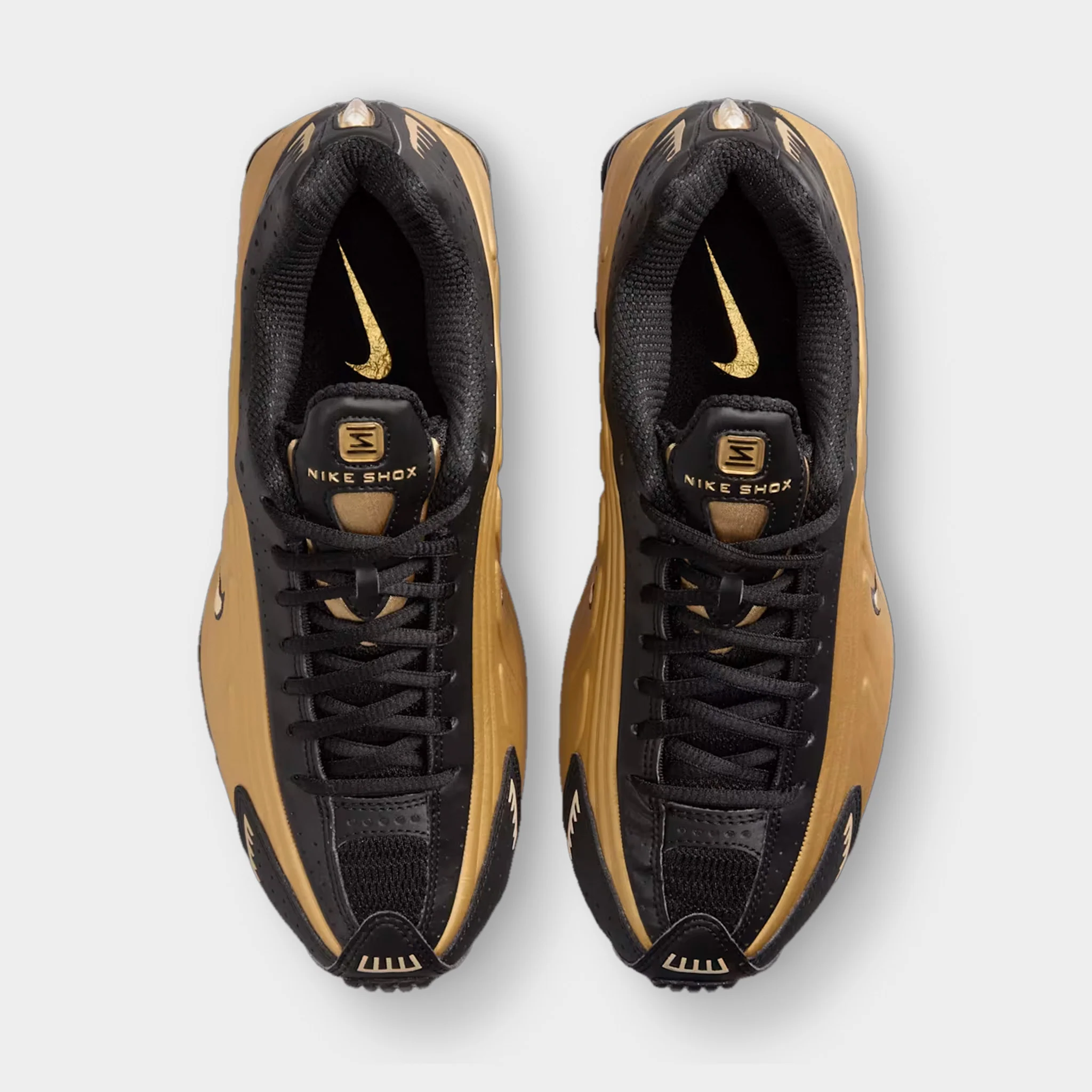Nike Women's Shox R4 Black / Metallic Gold - Metallic Silver - Image 4