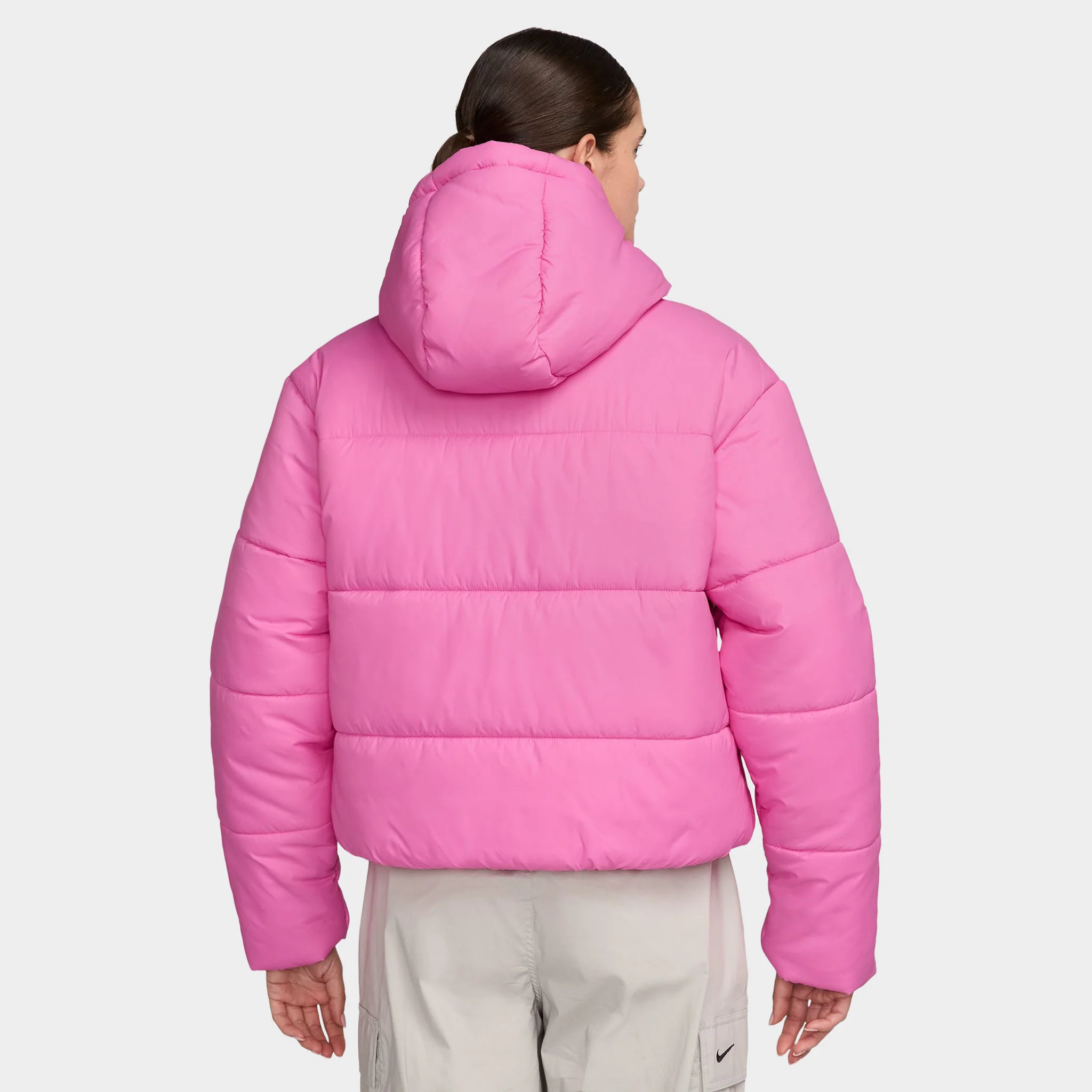 Nike Women's Sportswear Classic Puffer Therma-FIT Loose Hooded Jacket Playful Pink / White - Image 2