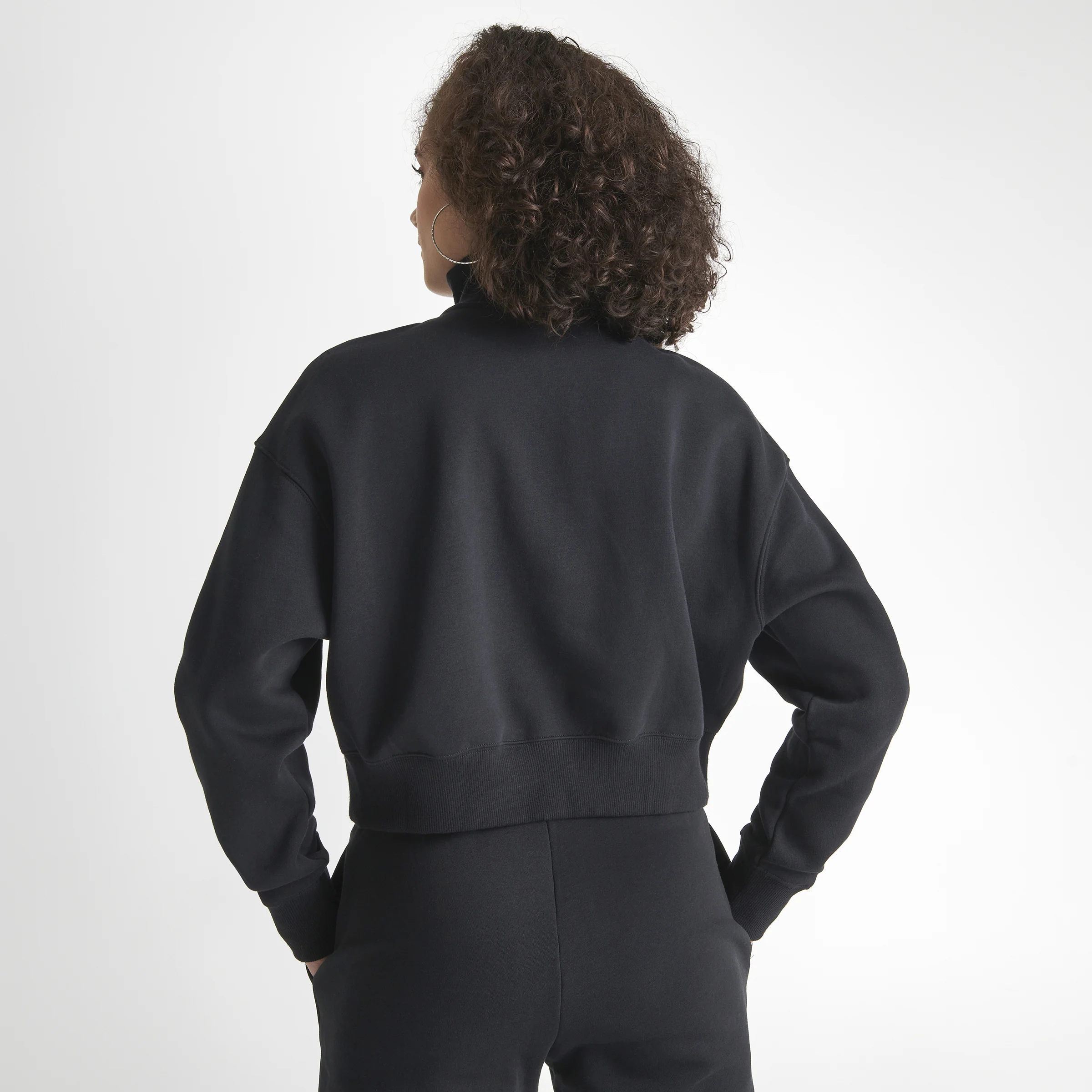 Nike Women's Sportswear Phoenix Fleece Half Zip Crop Sweatshirt Black / Sail - Image 2