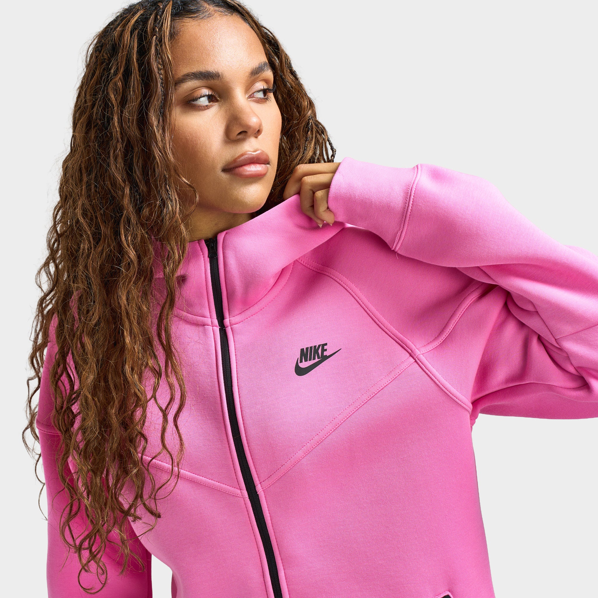 Nike Women's Tech Fleece Full Zip Windrunner Hoodie / Playful Pink - Image 4