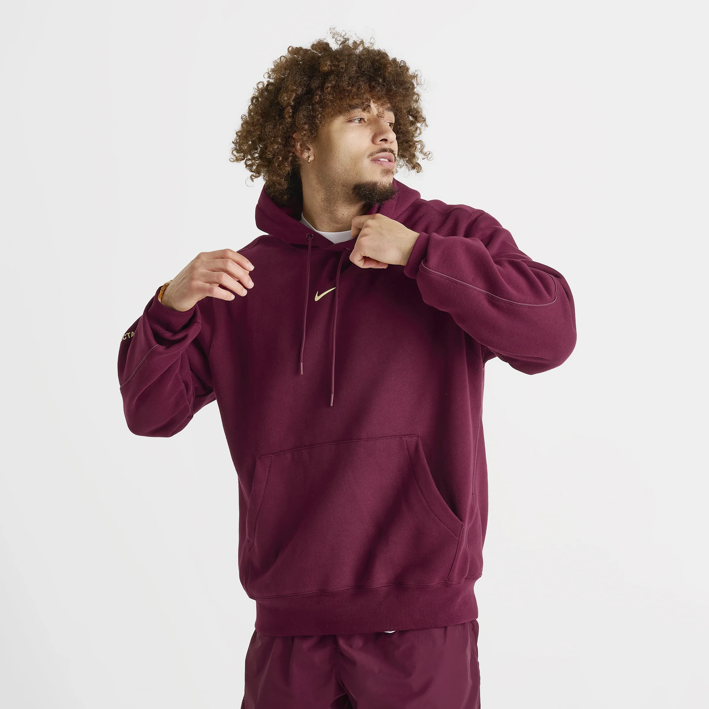Nike NOCTA CS Cardinal  Fleece Hoodie Dark Beetroot / Adobe - Citron Tint - Image 3