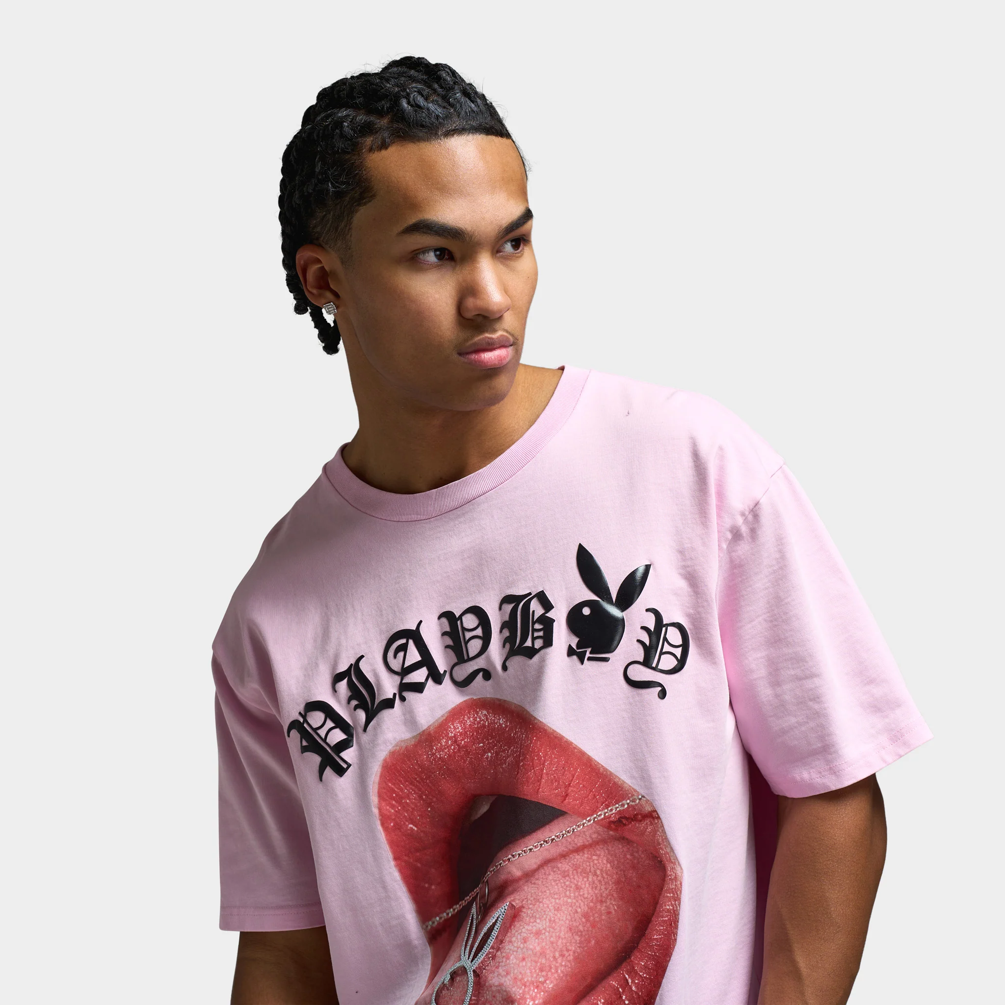 Playboy Bunny Necklace Oversized Graphic T-shirt / Pink - Image 10