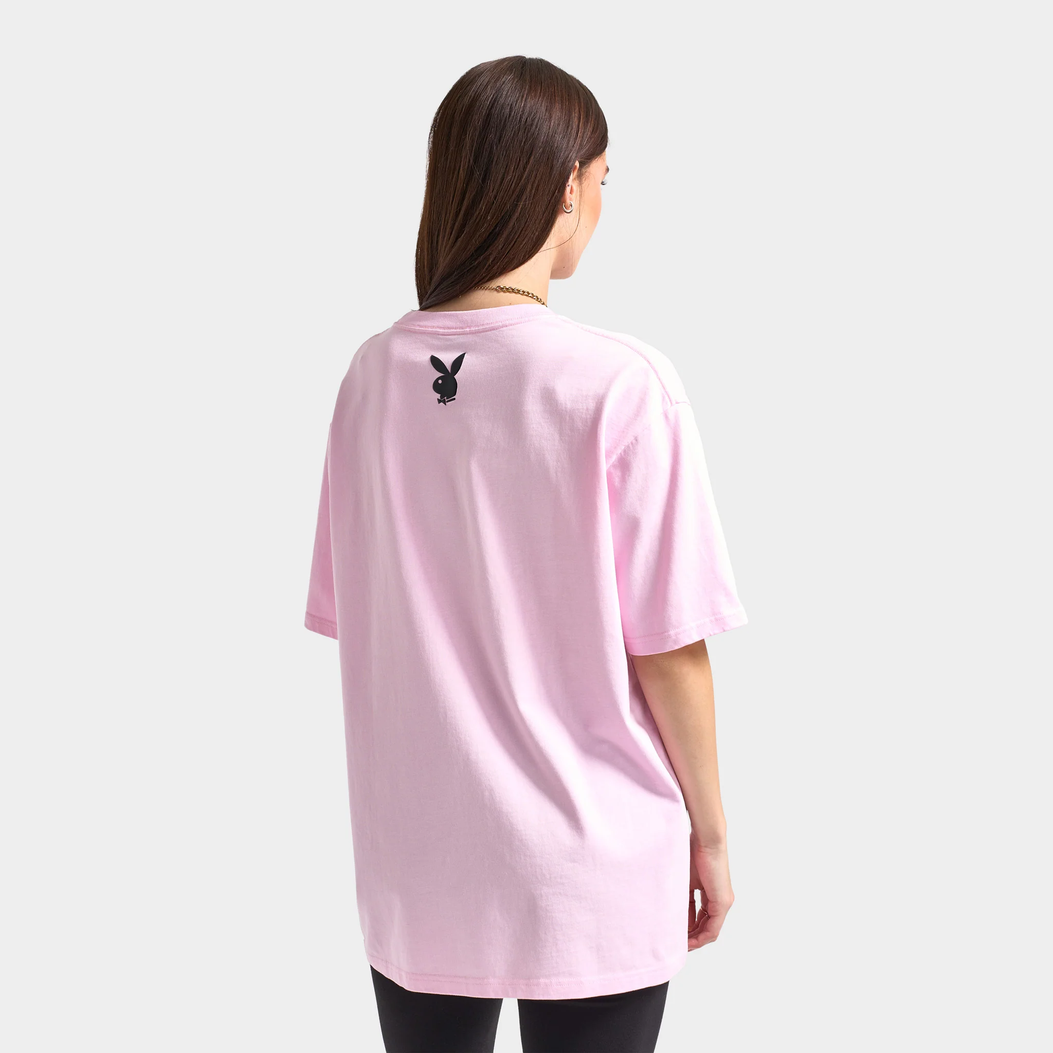 Playboy Bunny Necklace Oversized Graphic T-shirt / Pink - Image 4