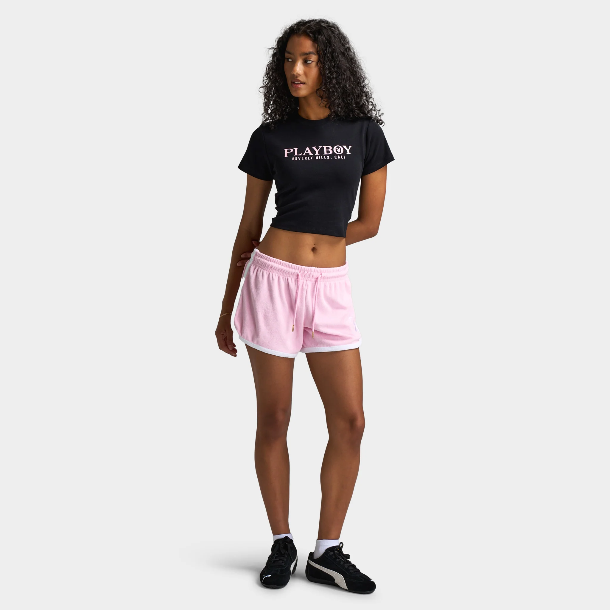 Playboy Casa Tie Back Baby Tee Black / Pinkesque - Image 7