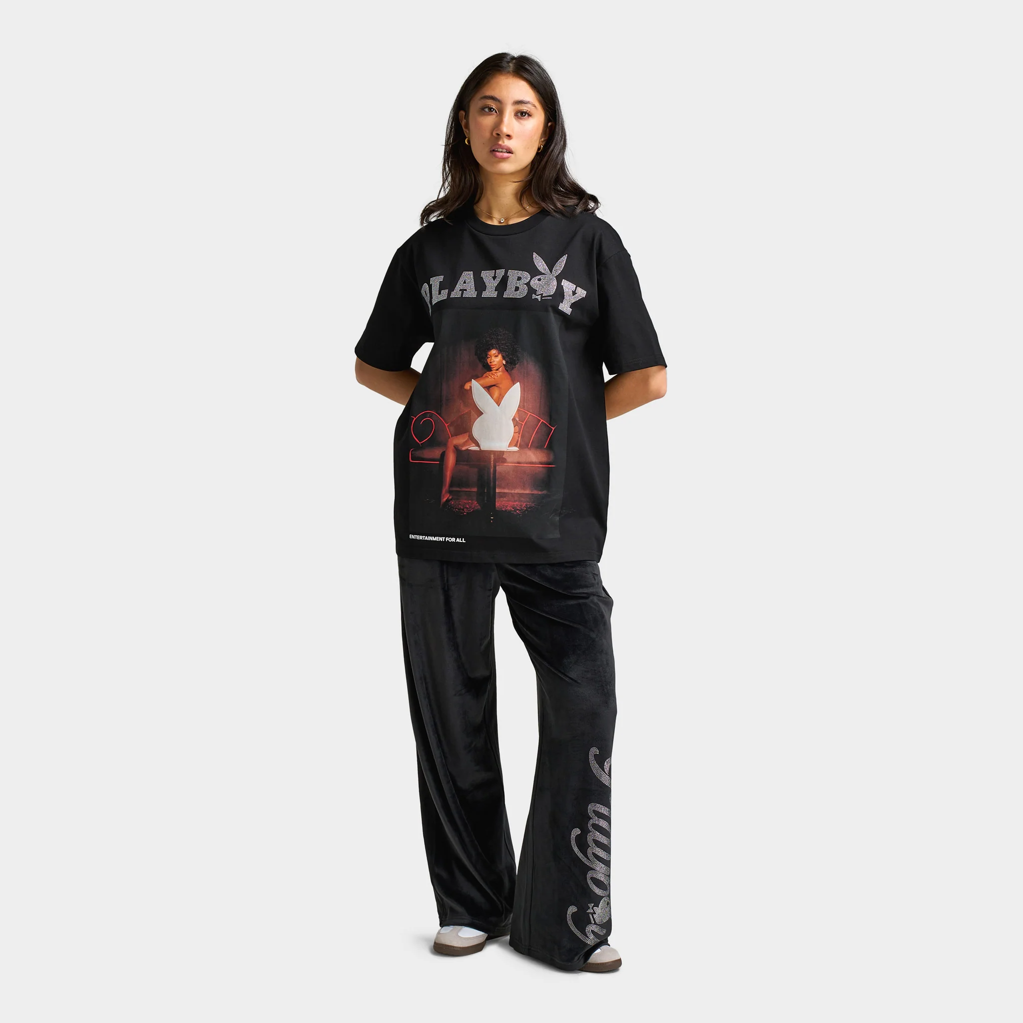 Playboy Chastity Samone Diamonte Tee / Black - Image 6