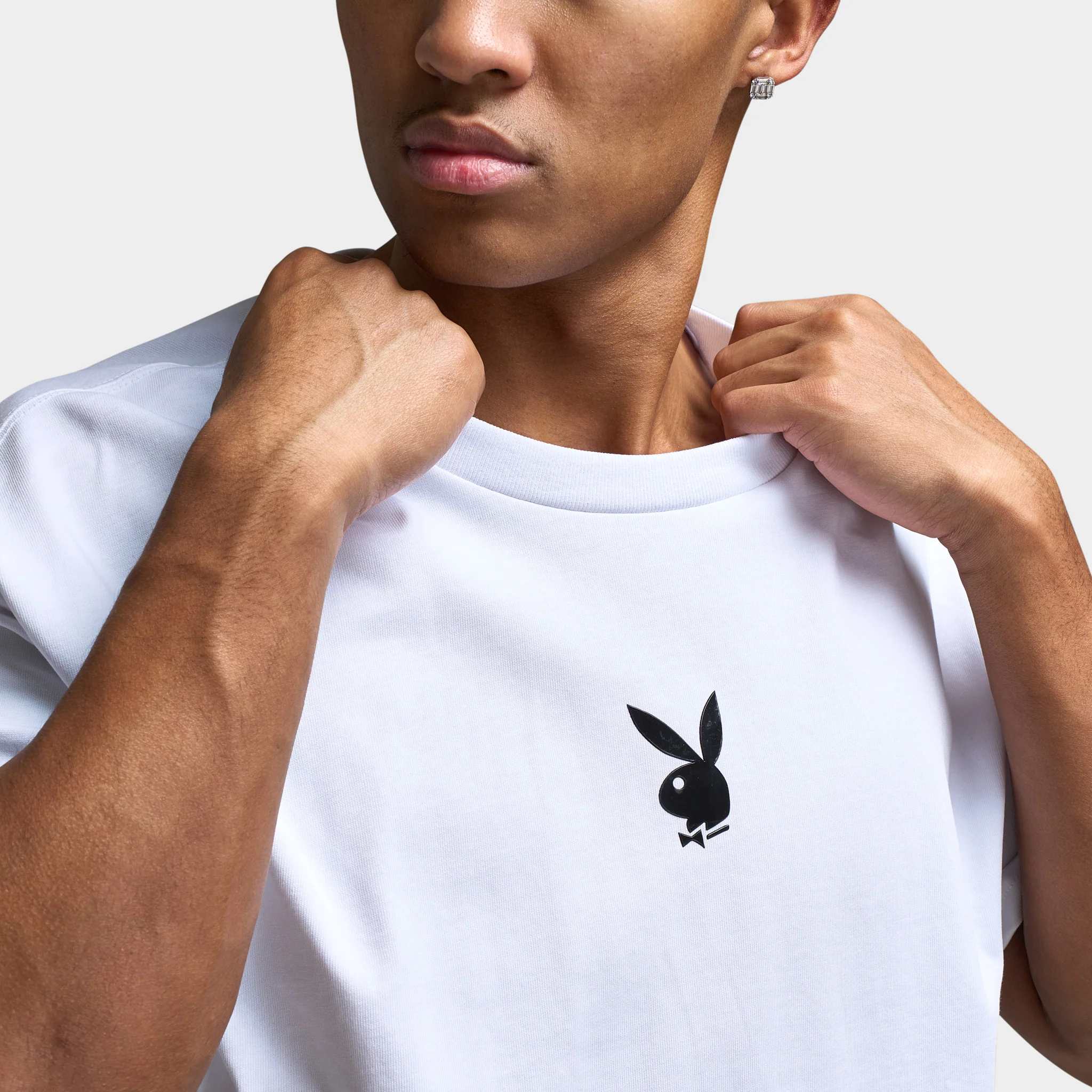 Playboy Women's Lips Diamonte Graphic T-Shirt / White - Image 10