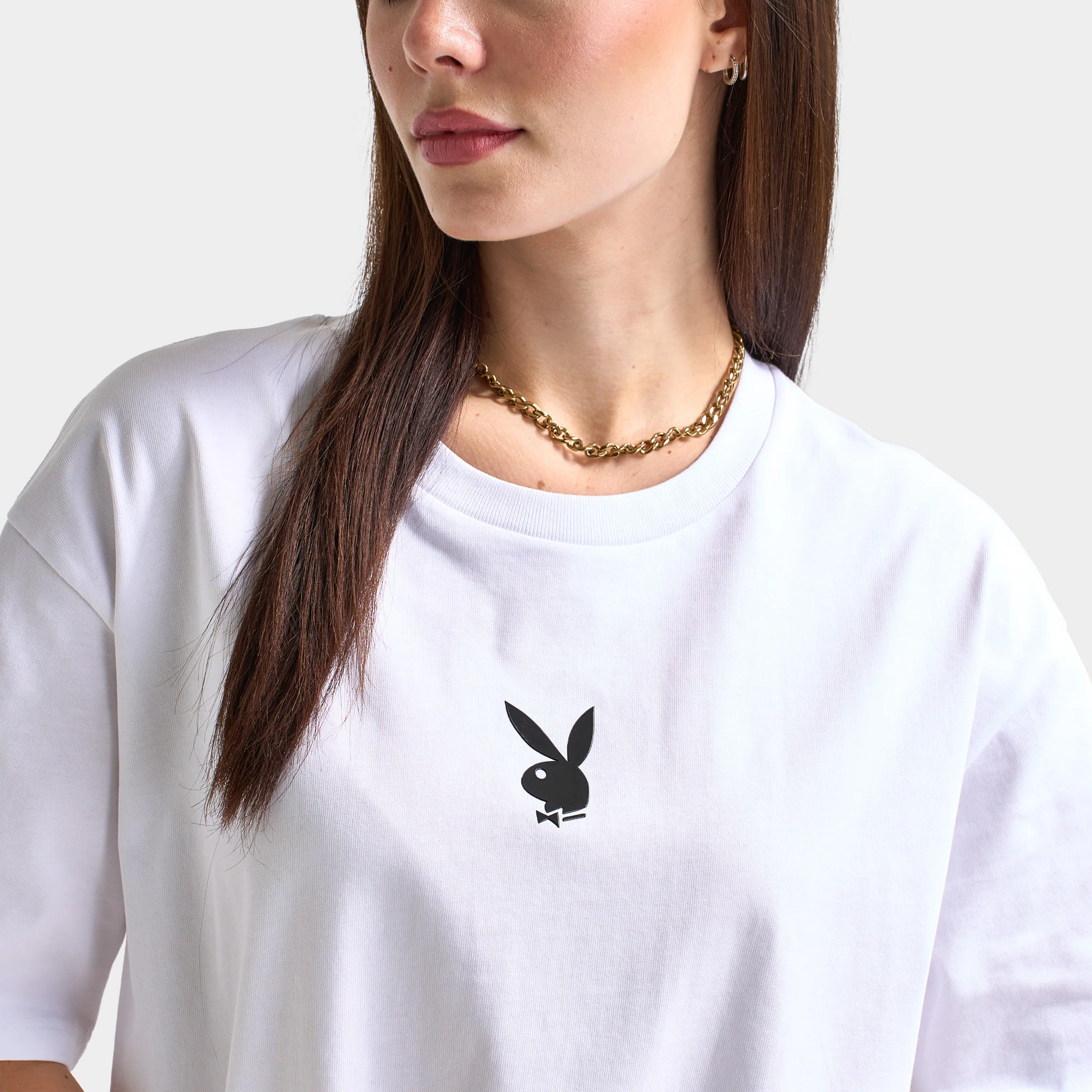 Playboy Women's Lips Diamonte Graphic T-Shirt / White - Image 5
