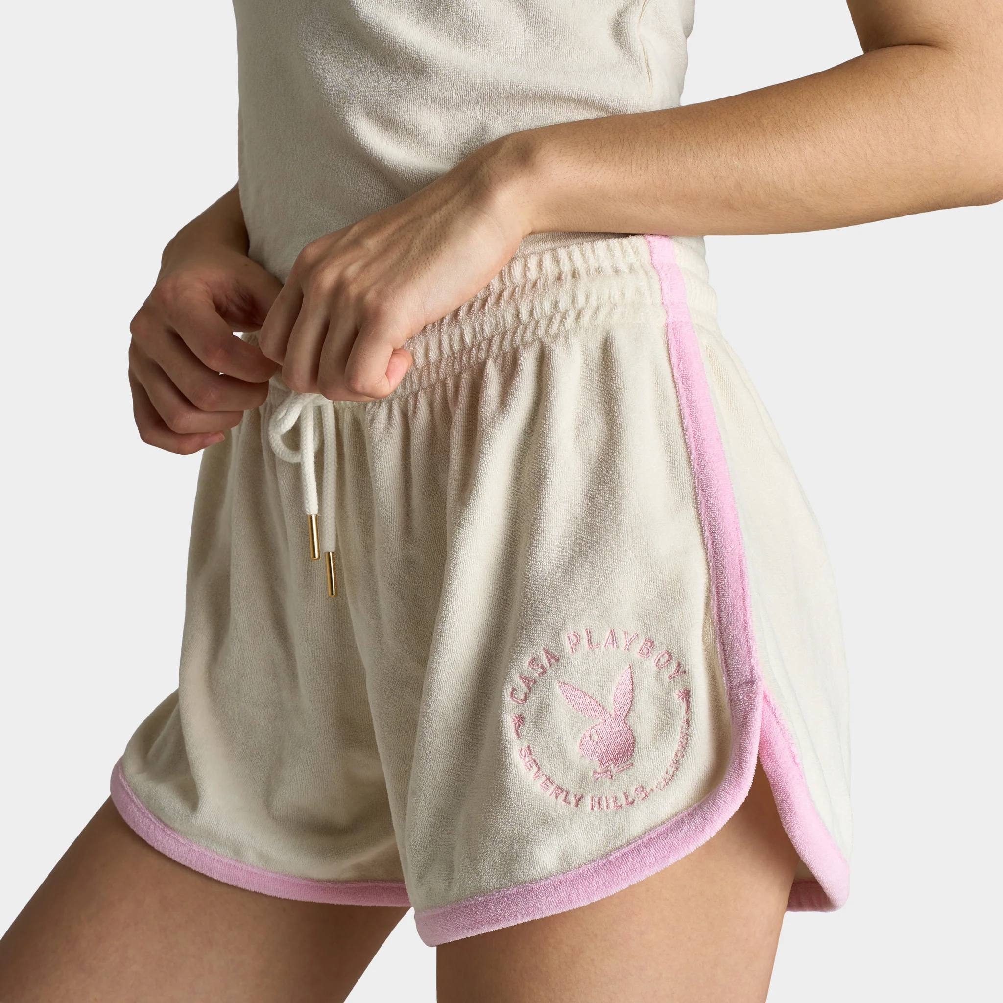 Playboy Retro Terry Short Off White / Pinkesque - Image 3