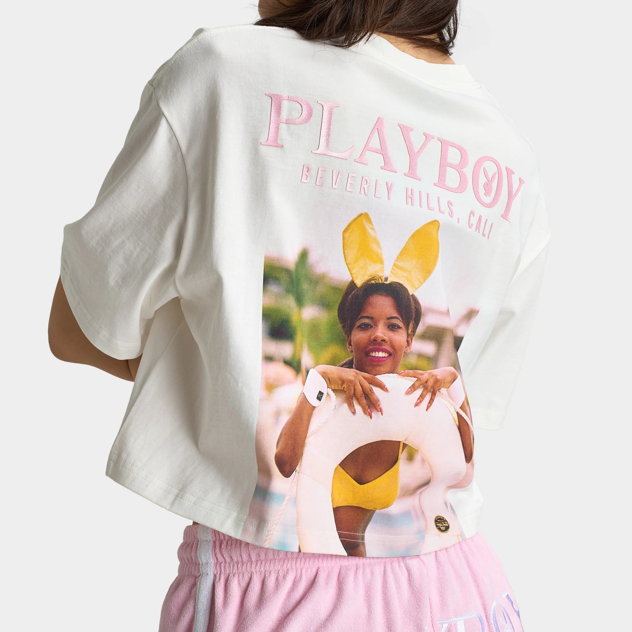 Playboy Women's California Club Tee Off White / Pinkesque - Image 2