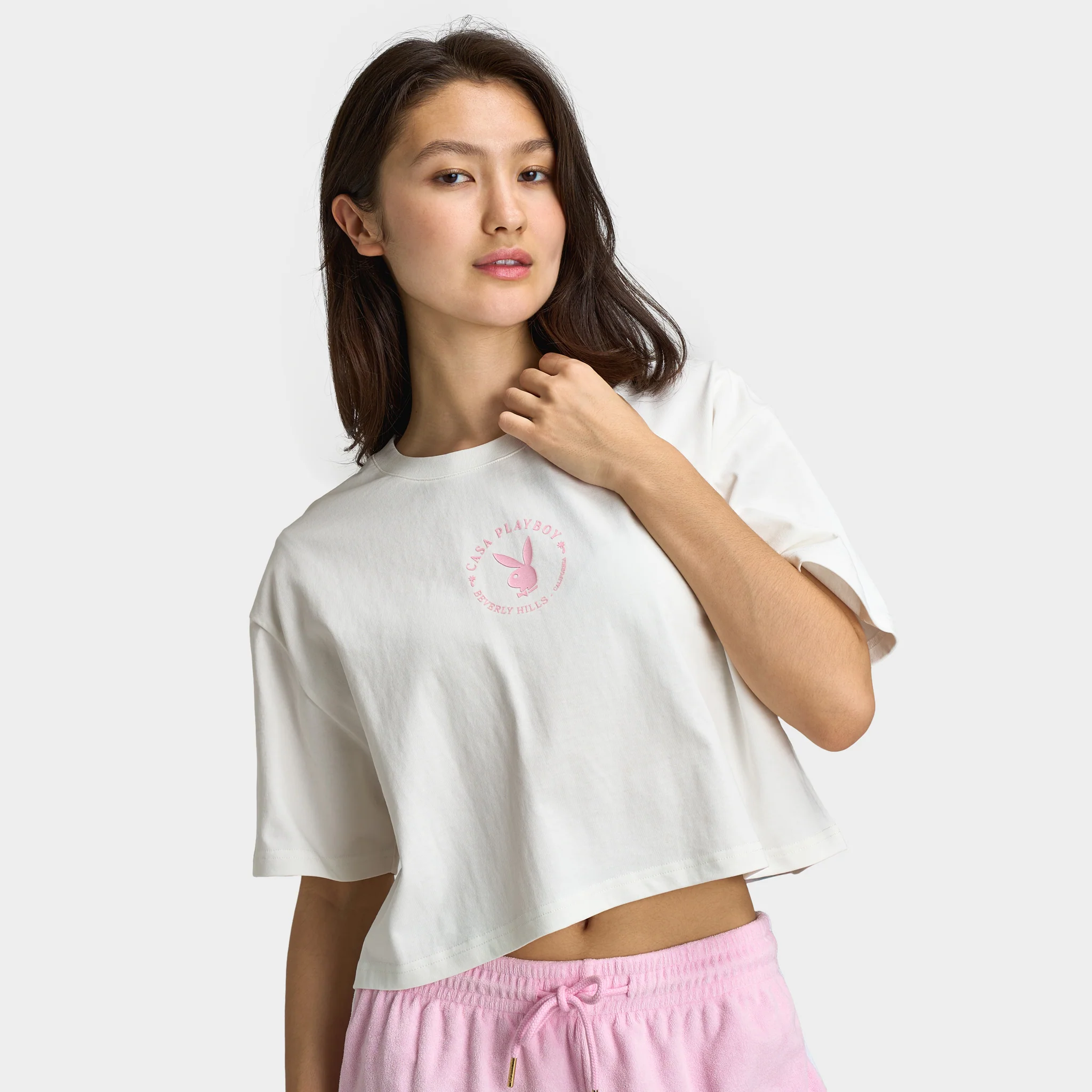 Playboy Women's California Club Tee Off White / Pinkesque - Image 3