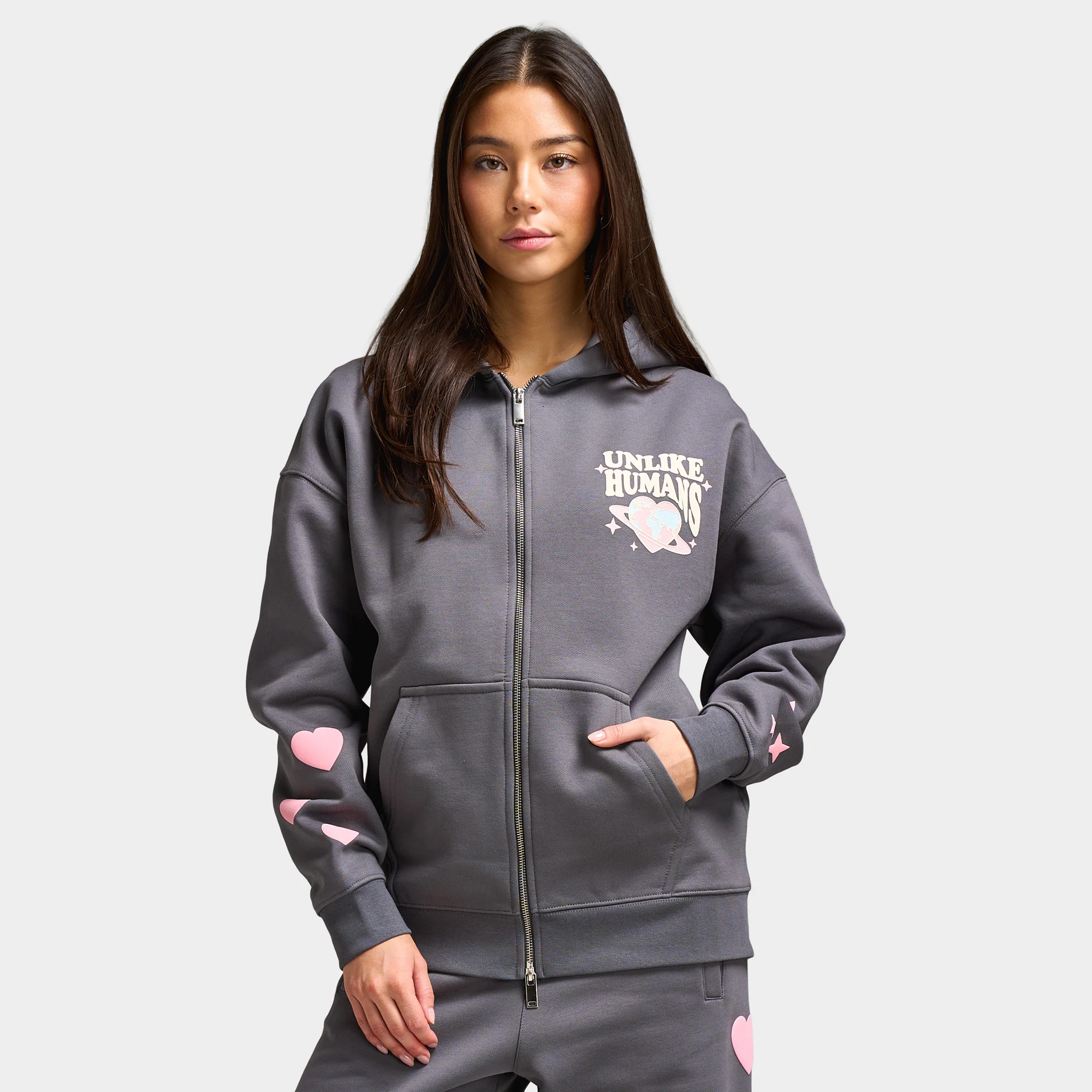Unlike Humans Protect Star Full Zip Hoodie / Castlerock - Image 3
