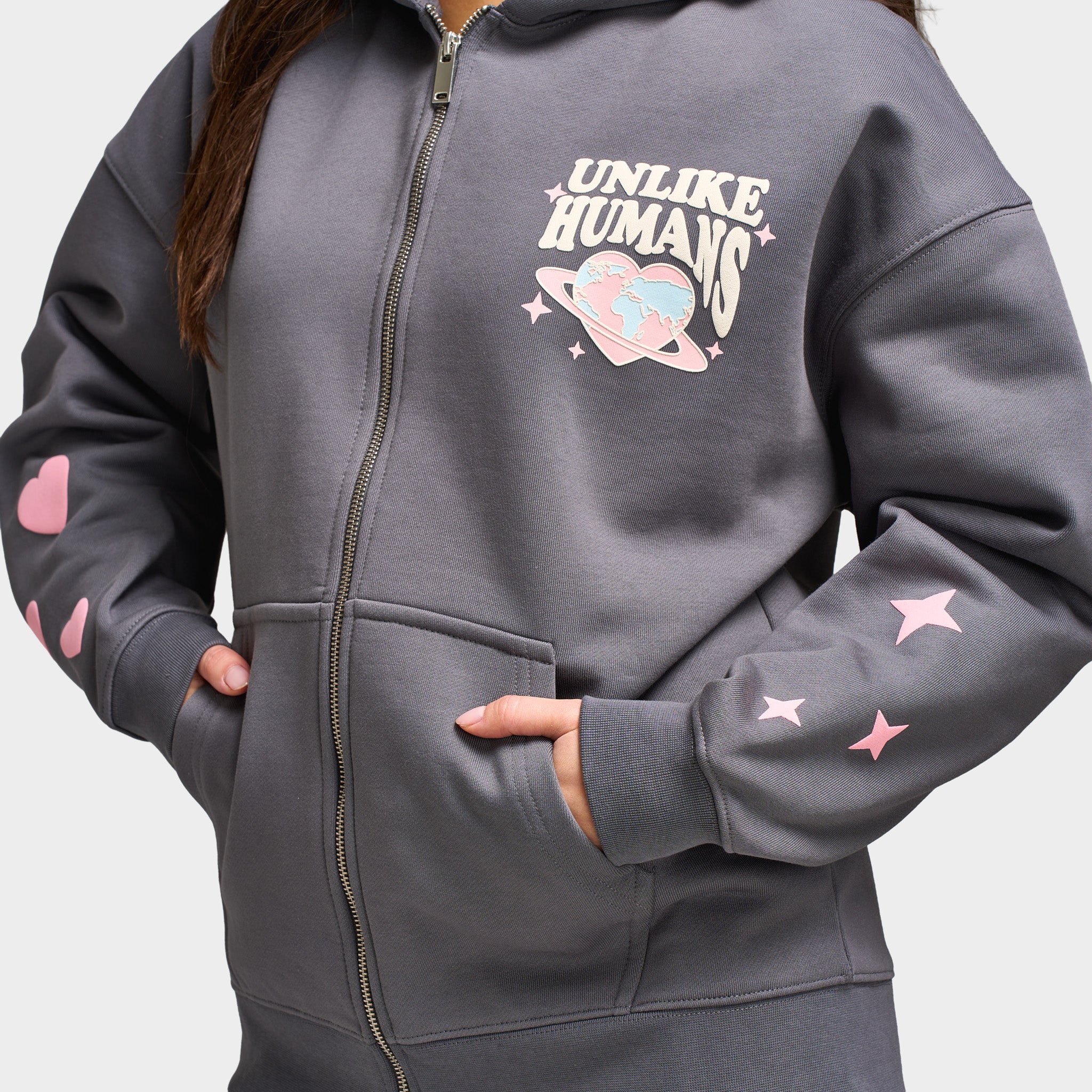 Unlike Humans Protect Star Full Zip Hoodie / Castlerock - Image 5