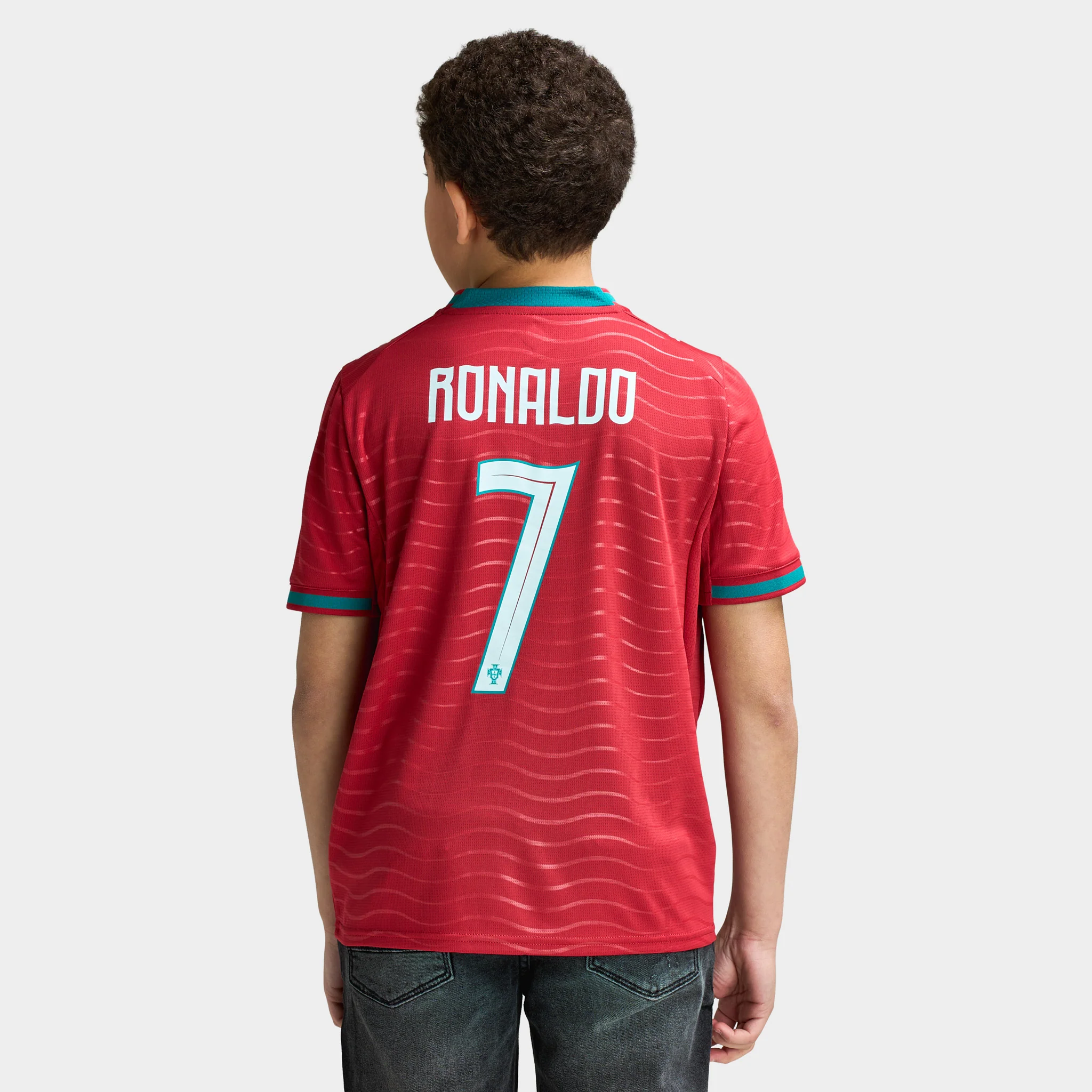 PUMA Portugal Juniors' FPF Home Jersey Replica Club Red / Green Lagoon - Image 3