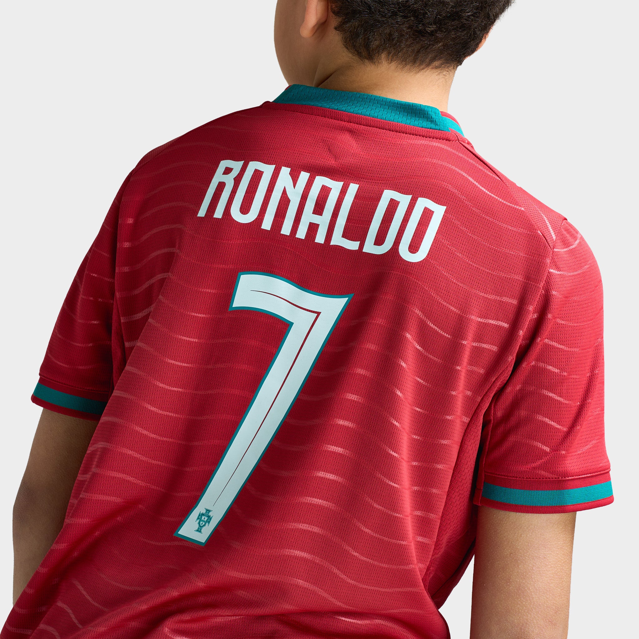 PUMA Portugal Juniors' FPF Home Jersey Replica Club Red / Green Lagoon - Image 4