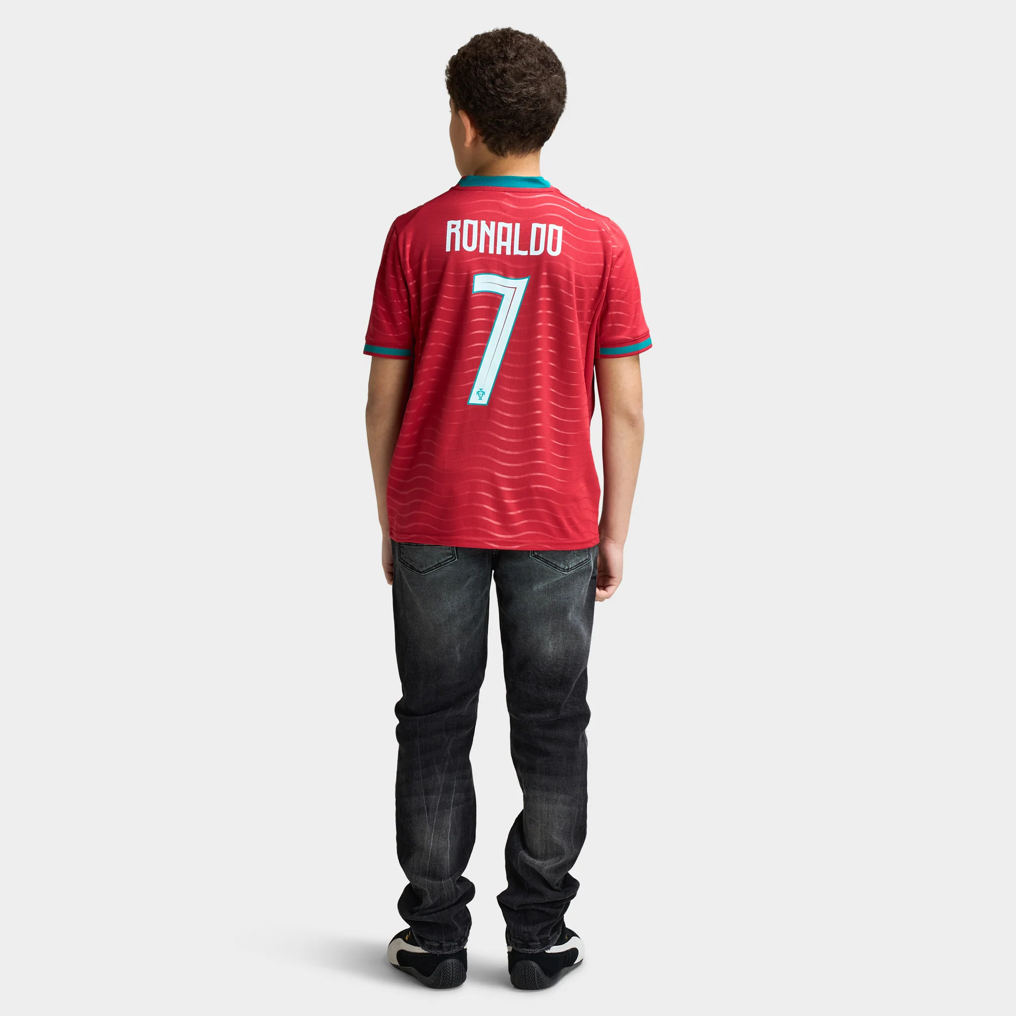 PUMA Portugal Juniors' FPF Home Jersey Replica Club Red / Green Lagoon - Image 6