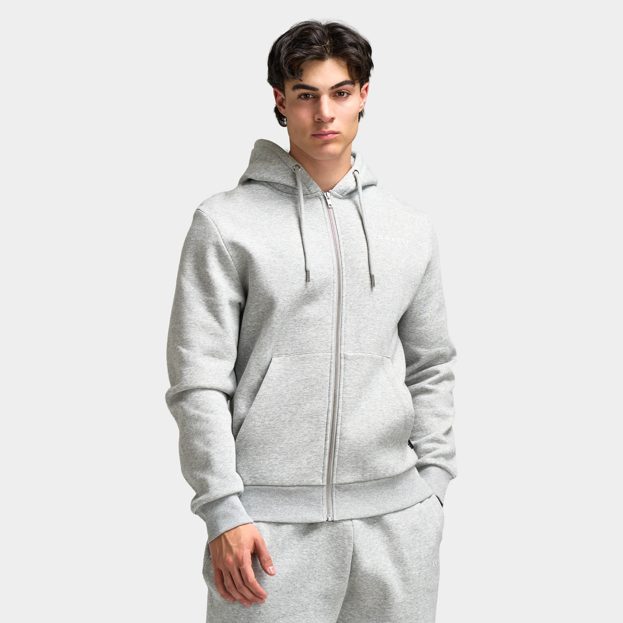 Sonneti London Full Zip Hoodie / Light Grey Marl - Image 3