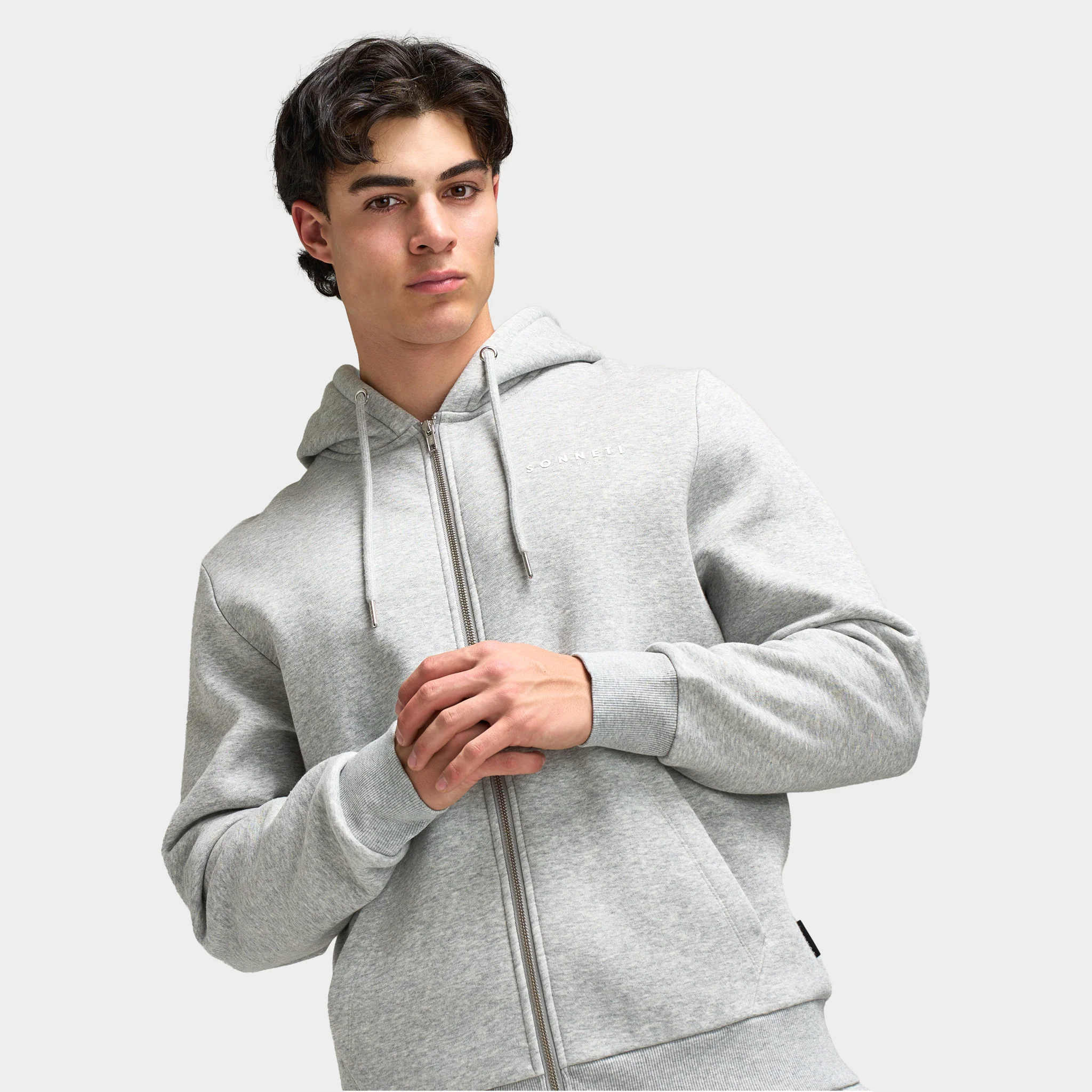 Sonneti London Full Zip Hoodie / Light Grey Marl - Image 5