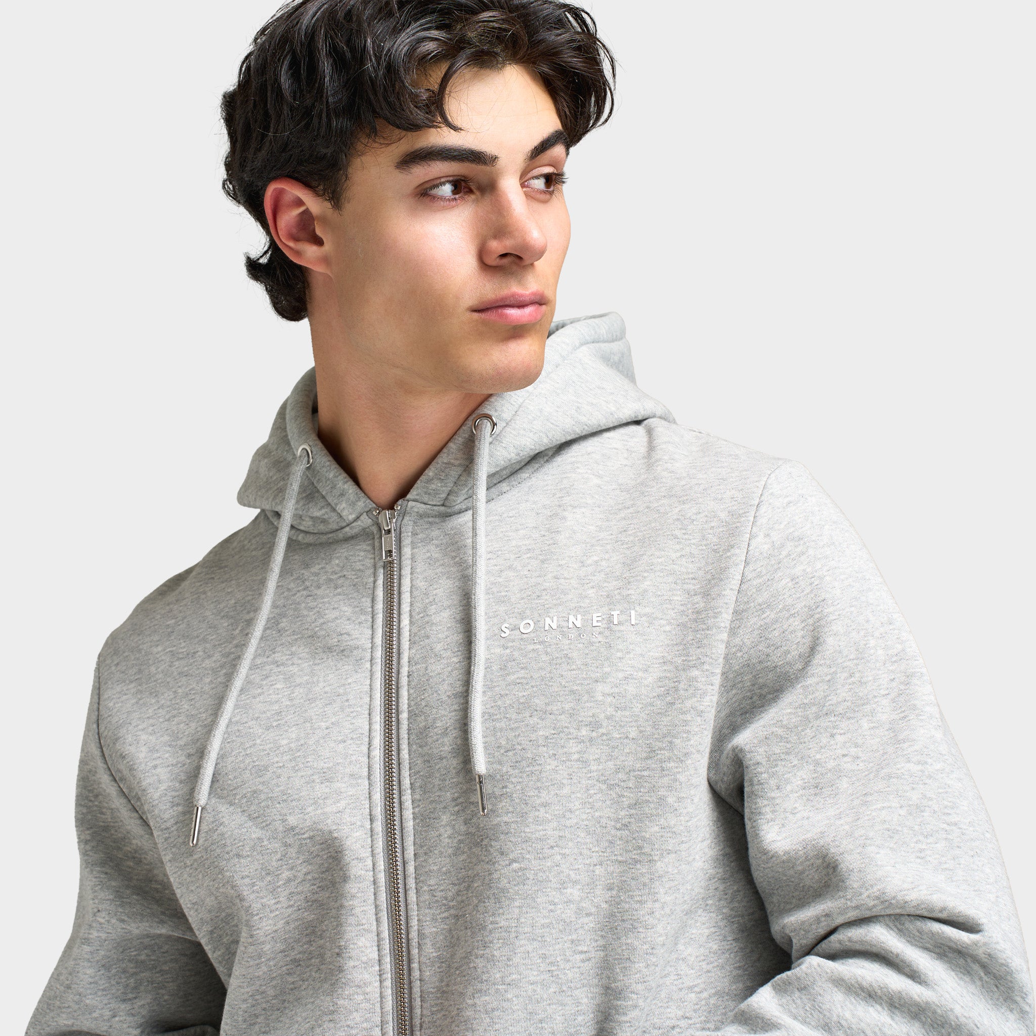 Sonneti London Full Zip Hoodie / Light Grey Marl - Image 6