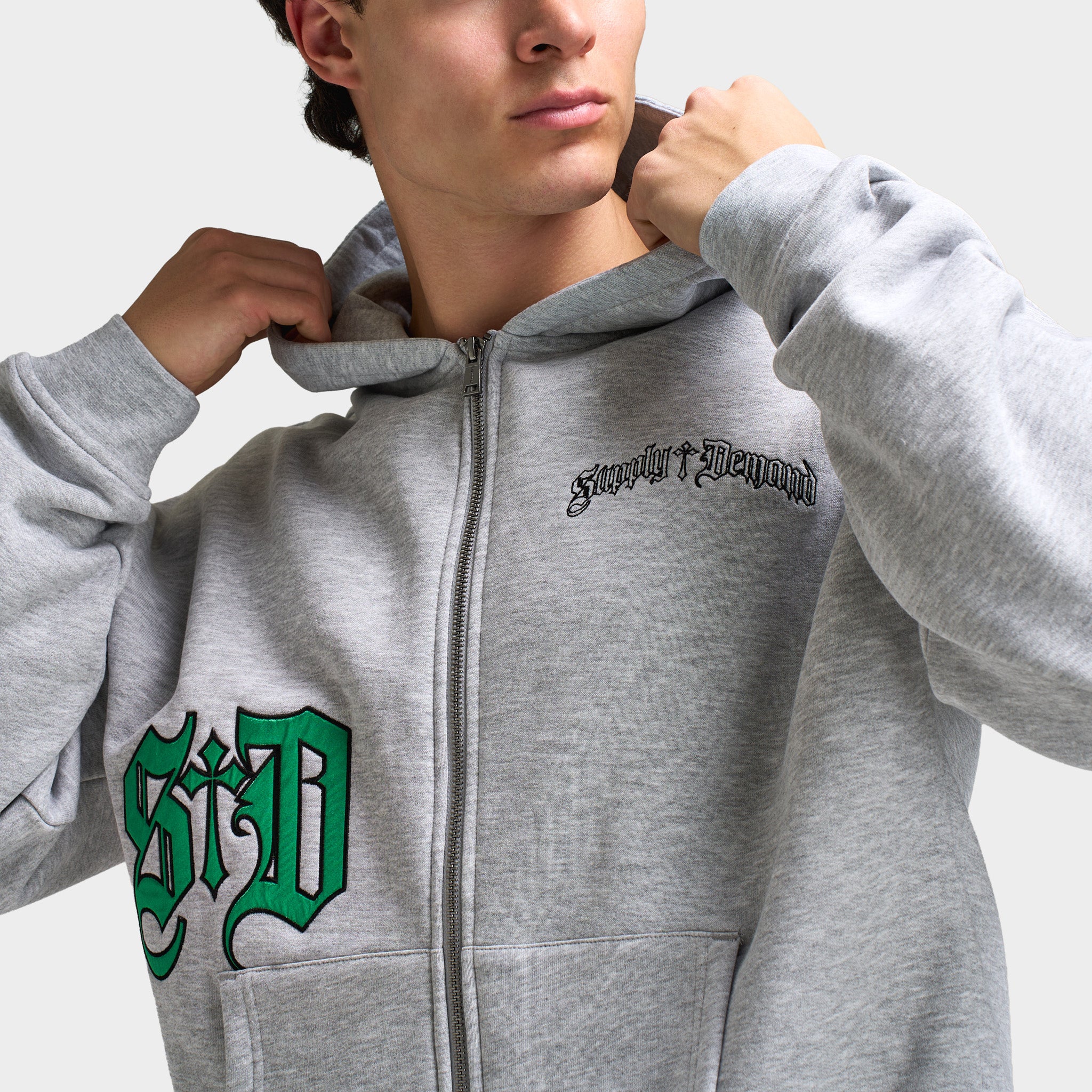 Supply & Demand Atomic Full Zip Hoodie / Light Grey Marl - Image 3