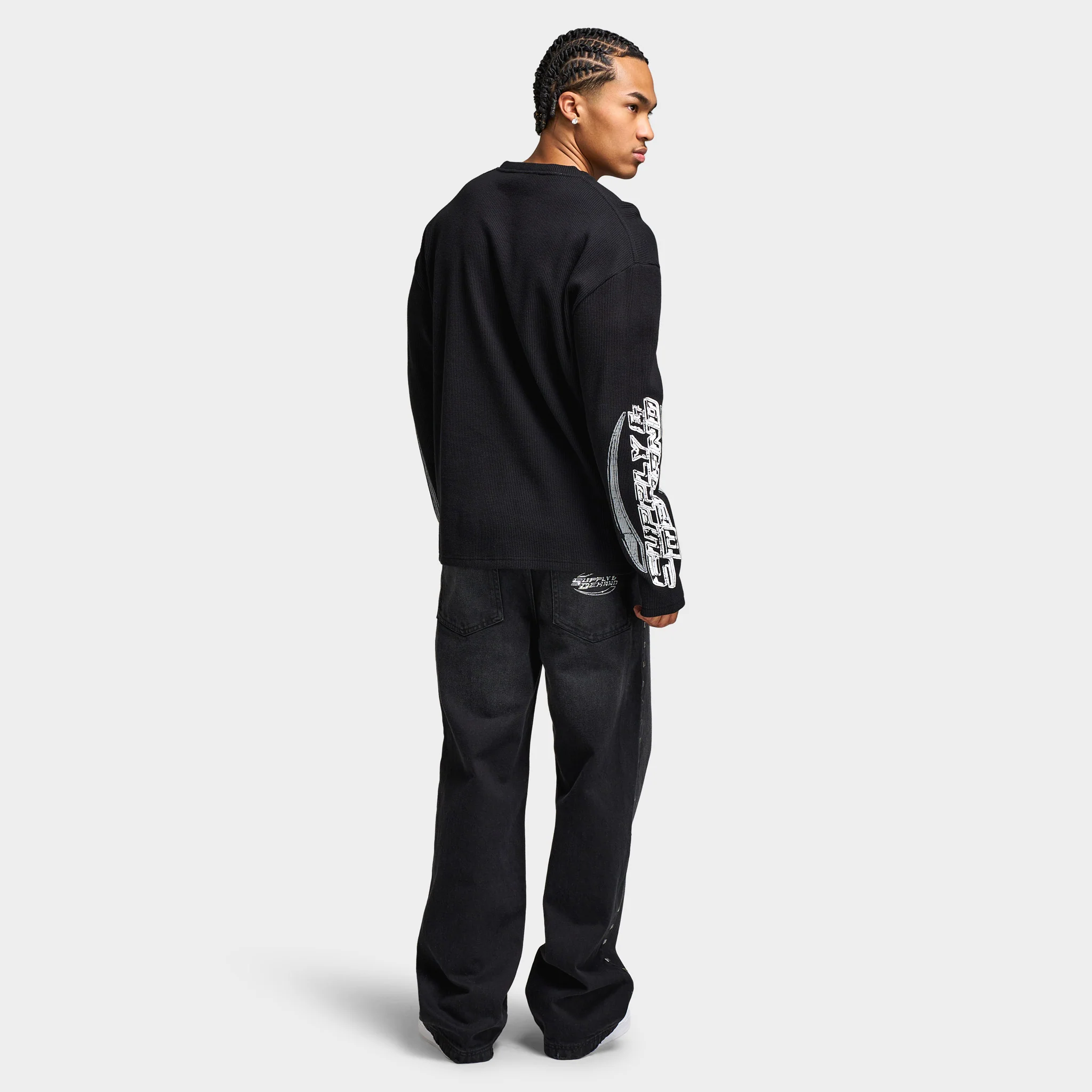Supply & Demand Bonez Graphic Waffle T-Shirt / Black - Image 2