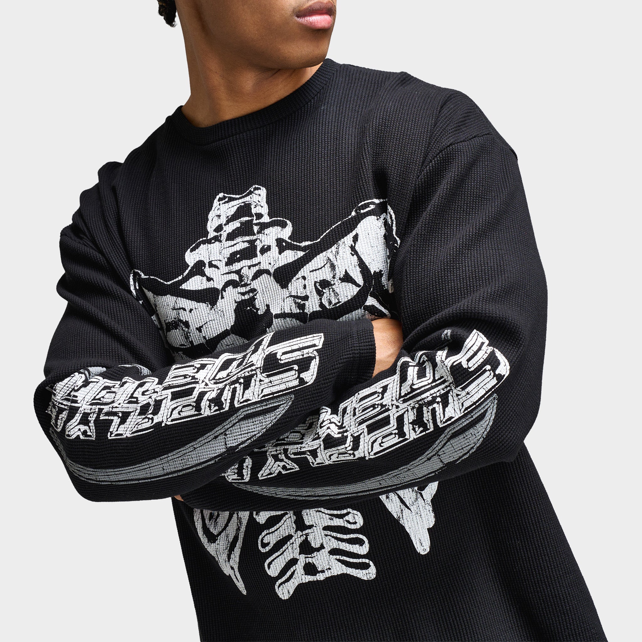 Supply & Demand Bonez Graphic Waffle T-Shirt / Black - Image 3
