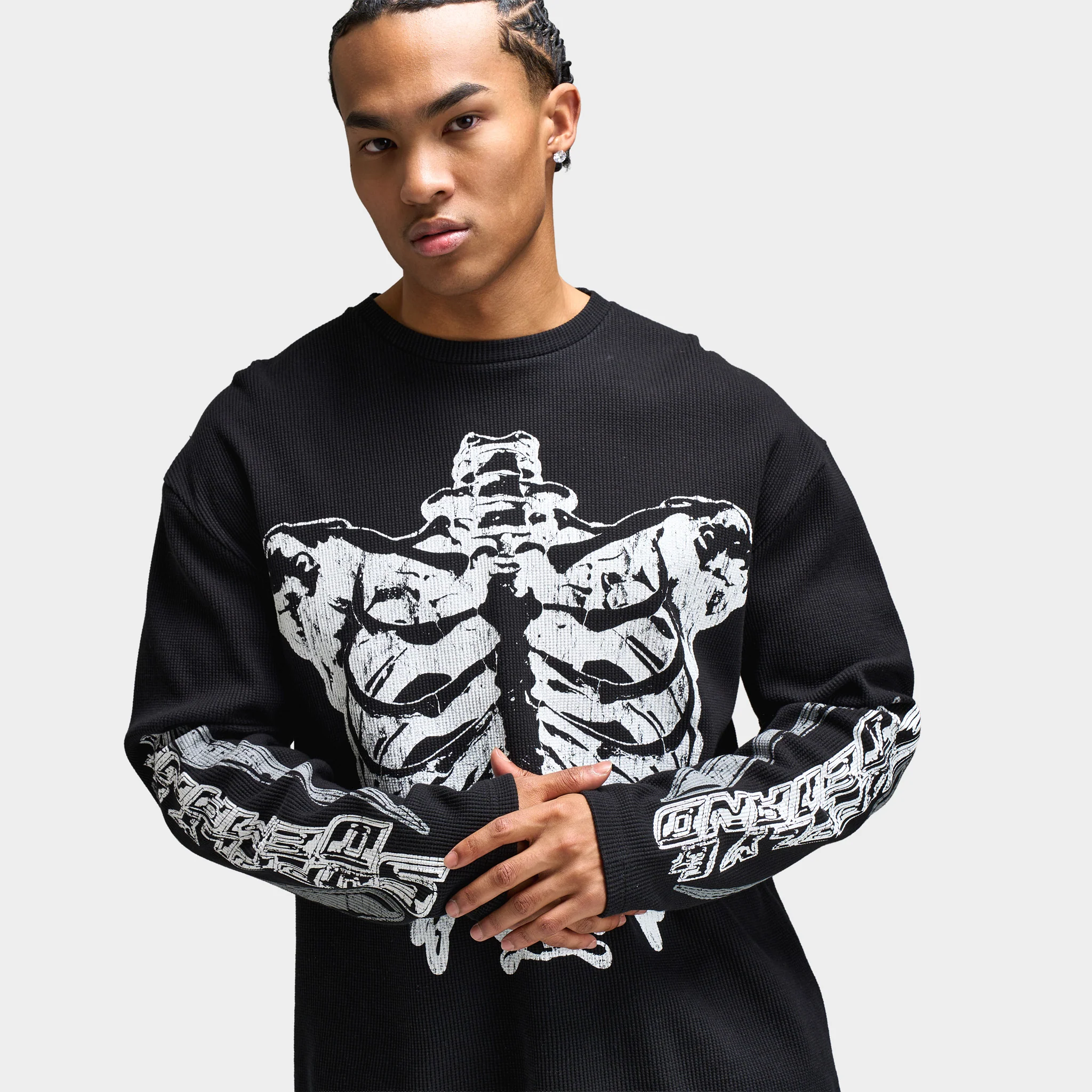 Supply & Demand Bonez Graphic Waffle T-Shirt / Black - Image 4
