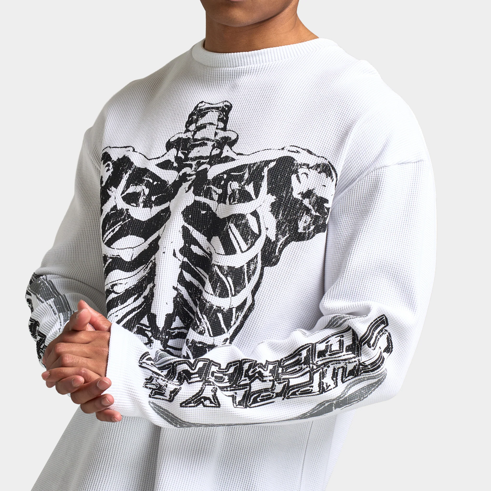 Supply & Demand Bonez Graphic Waffle T-Shirt / Optic White - Image 3