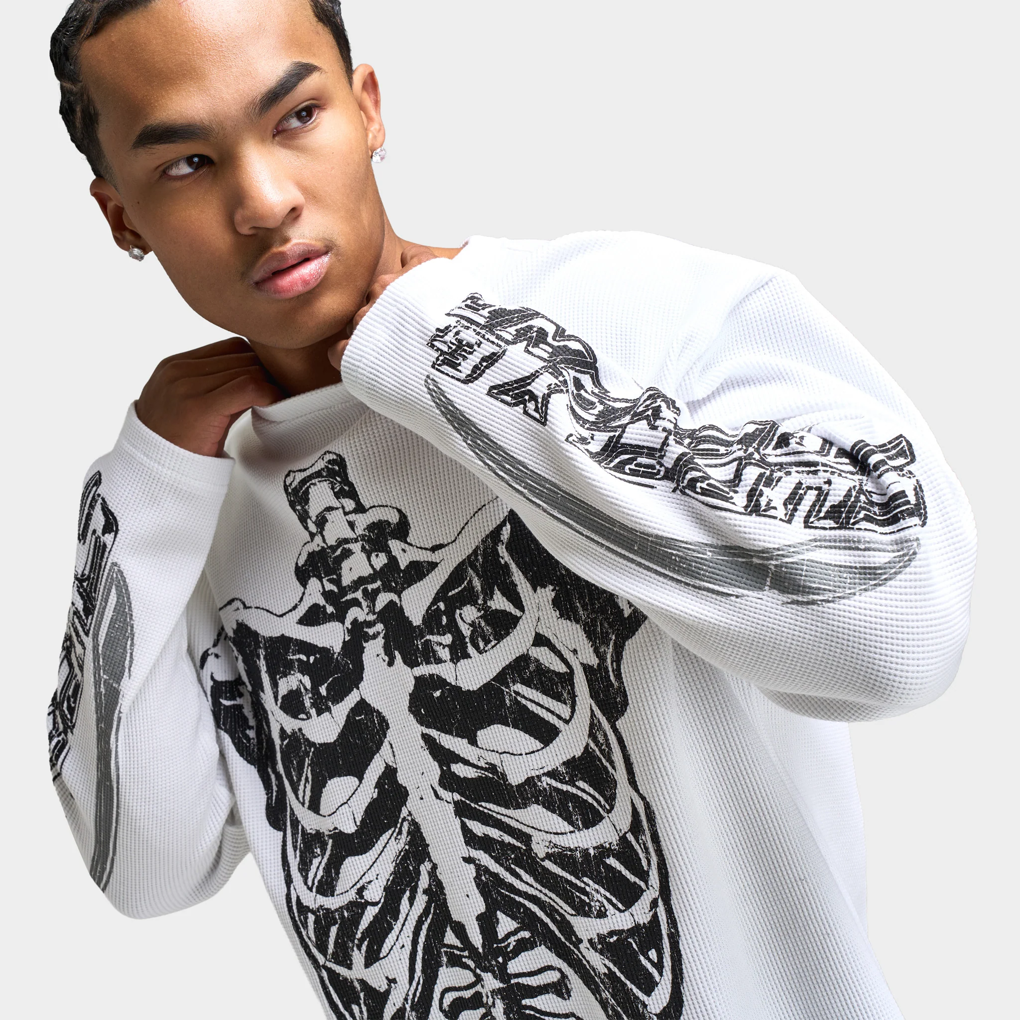 Supply & Demand Bonez Graphic Waffle T-Shirt / Optic White - Image 4