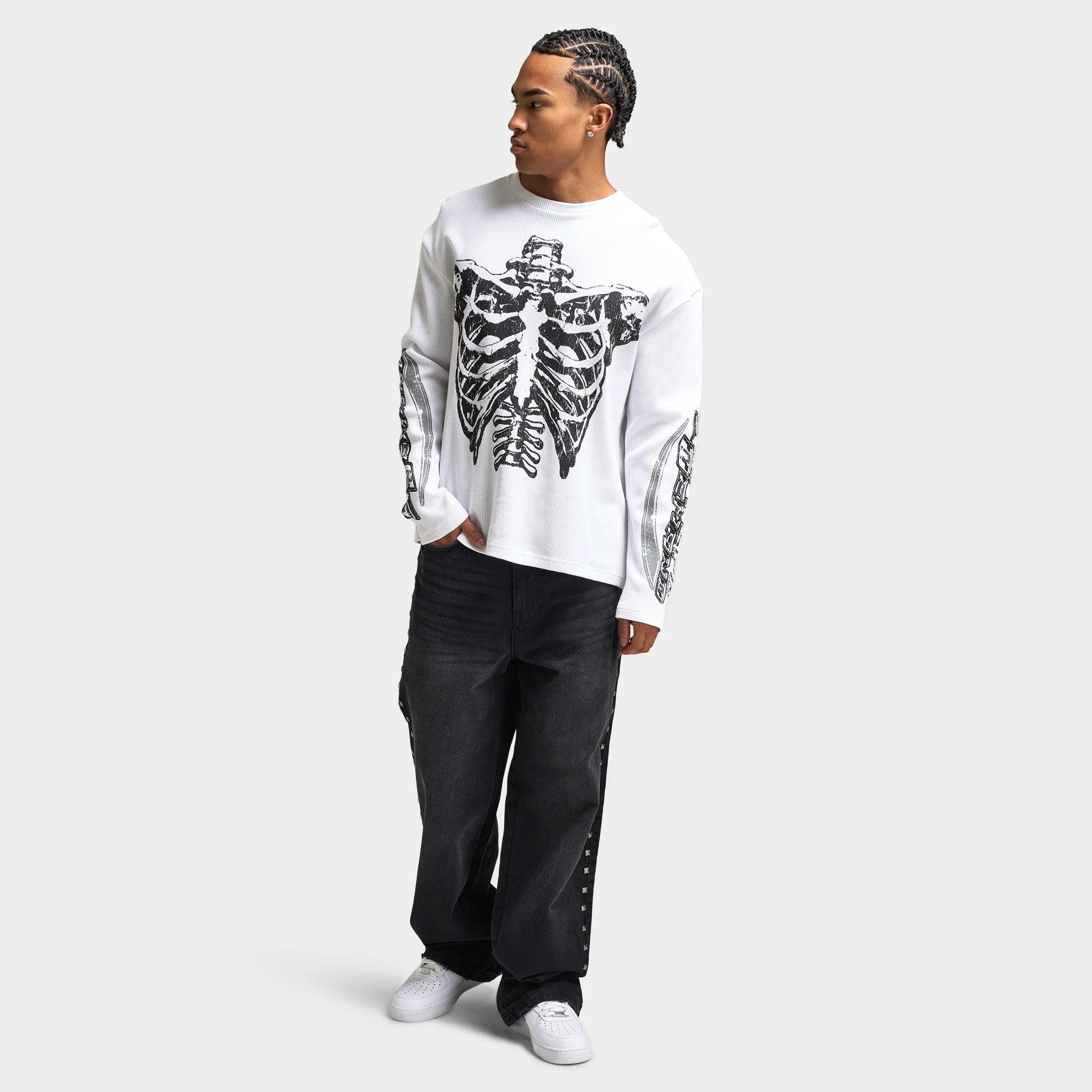 Supply & Demand Bonez Graphic Waffle T-Shirt / Optic White - Image 6