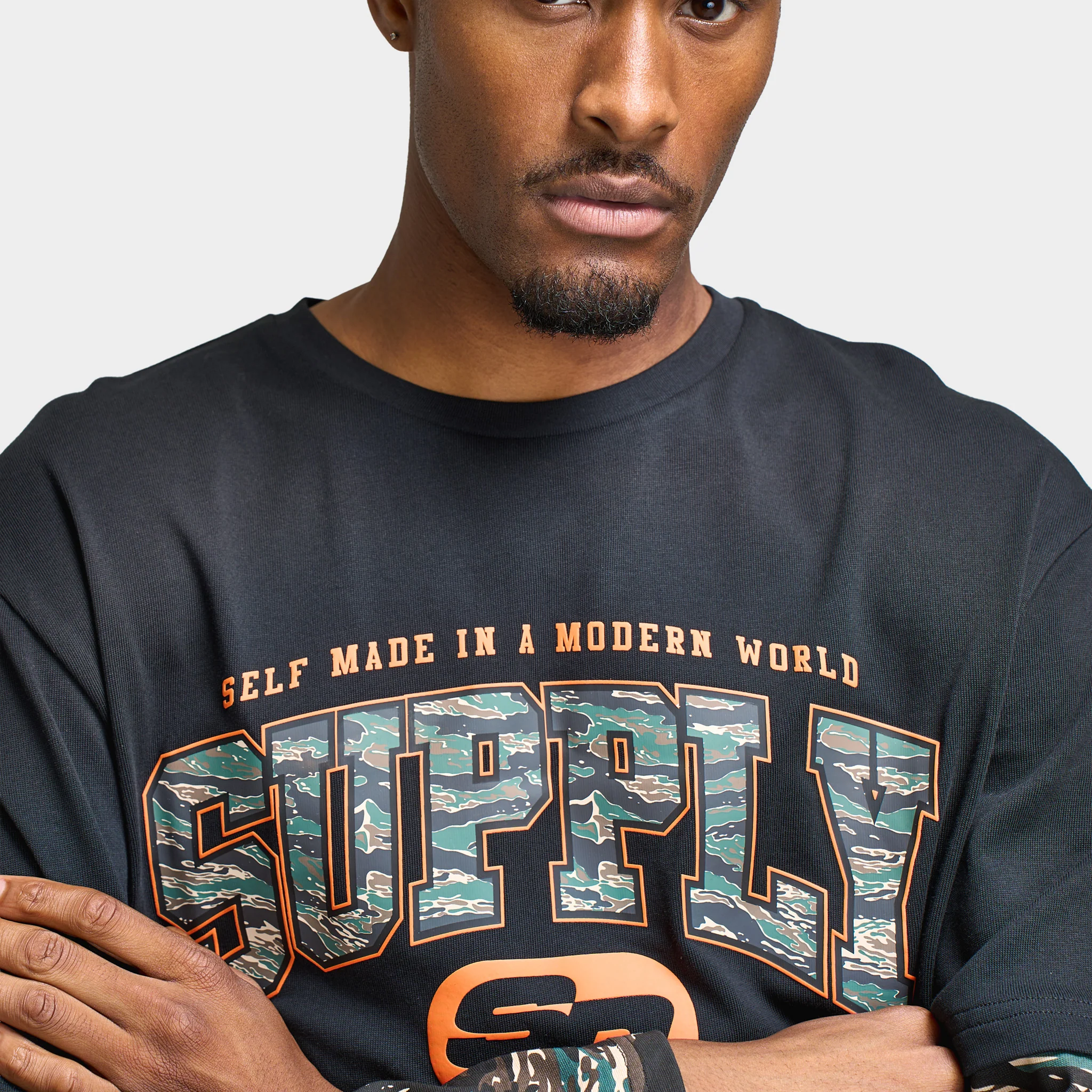 Supply & Demand Brickshaw Long Sleeve Black / Woodland Camo - Image 4