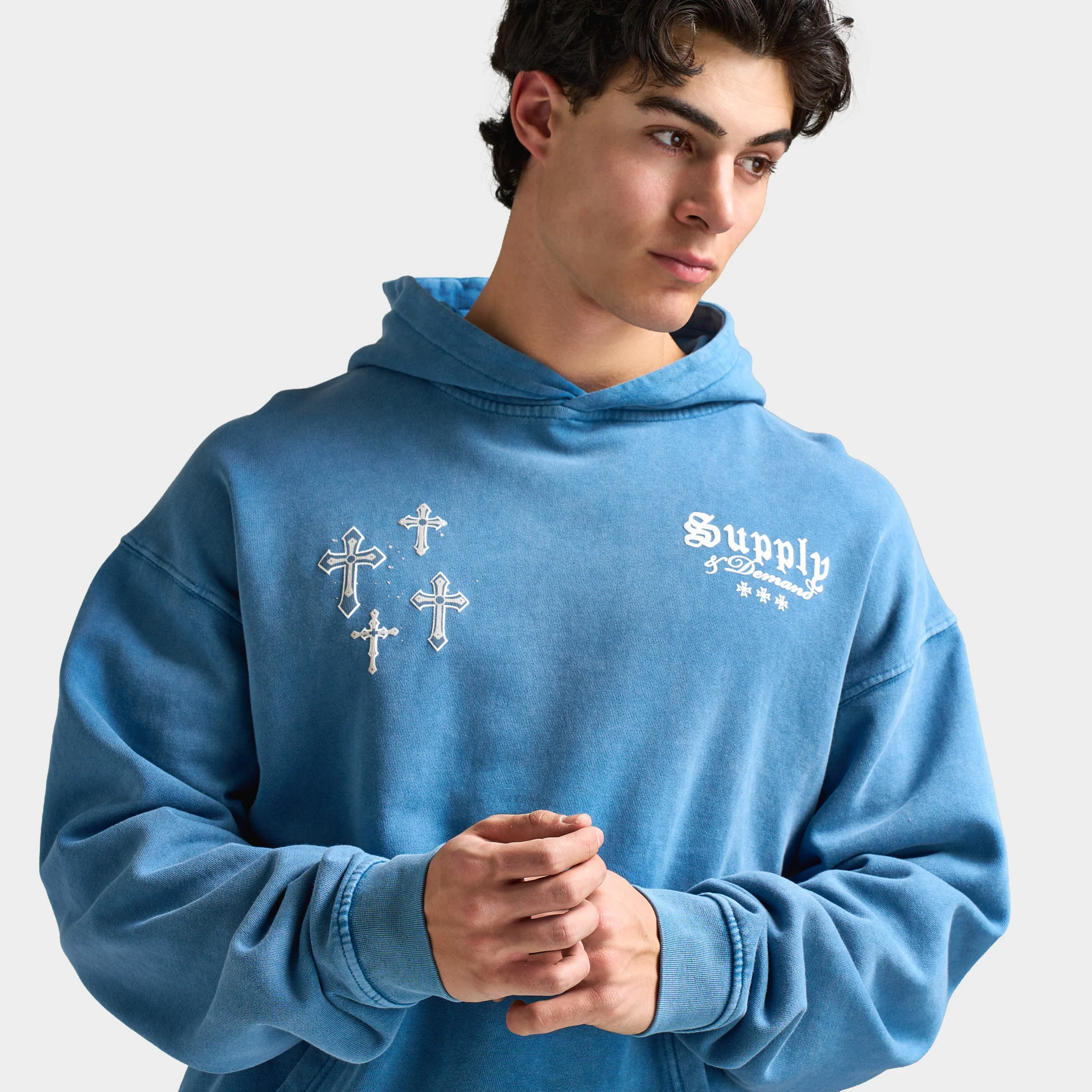 Supply & Demand Crosses Hoodie / Copen Blue - Image 3