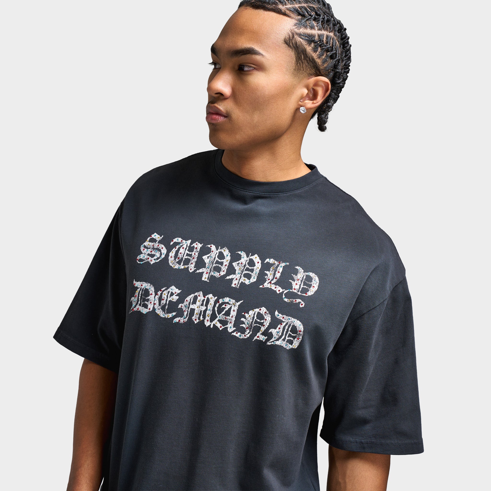 Supply & Demand Glitter Graphic T-Shirt / Black - Image 5