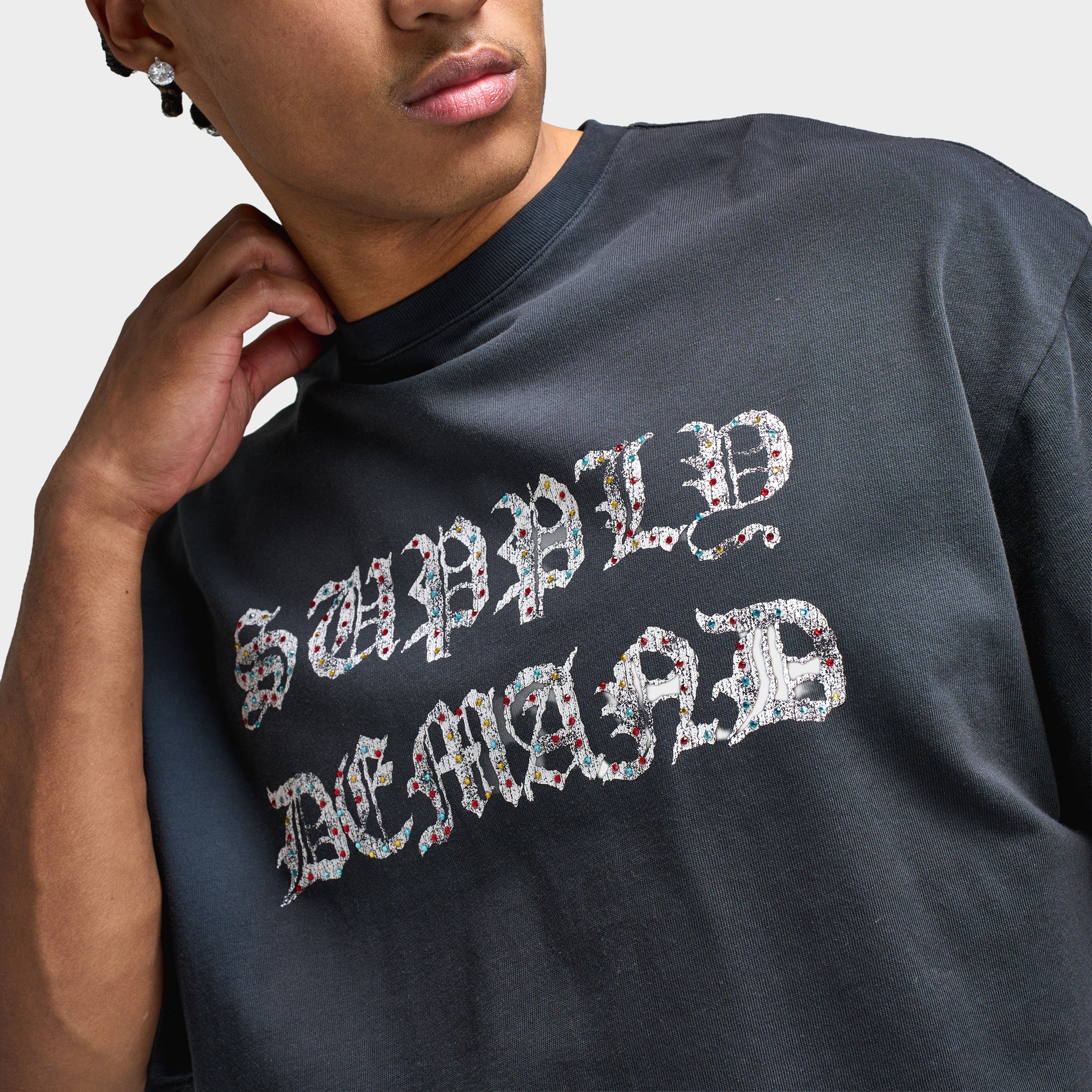 Supply & Demand Glitter Graphic T-Shirt / Black - Image 6