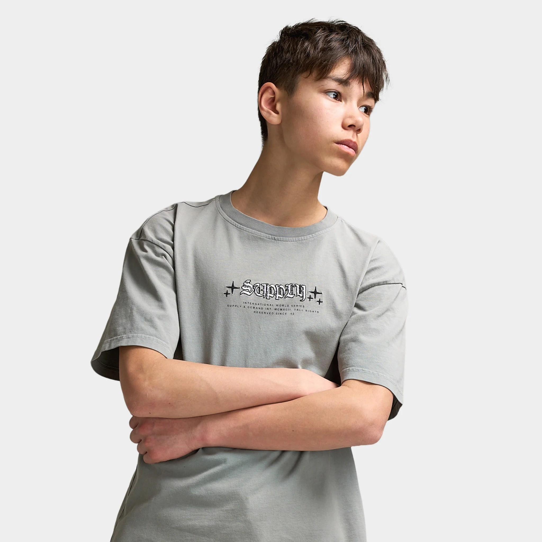 Supply & Demand Junior Boys' Quita T-Shirt / Ultimate Washed Grey - Image 4