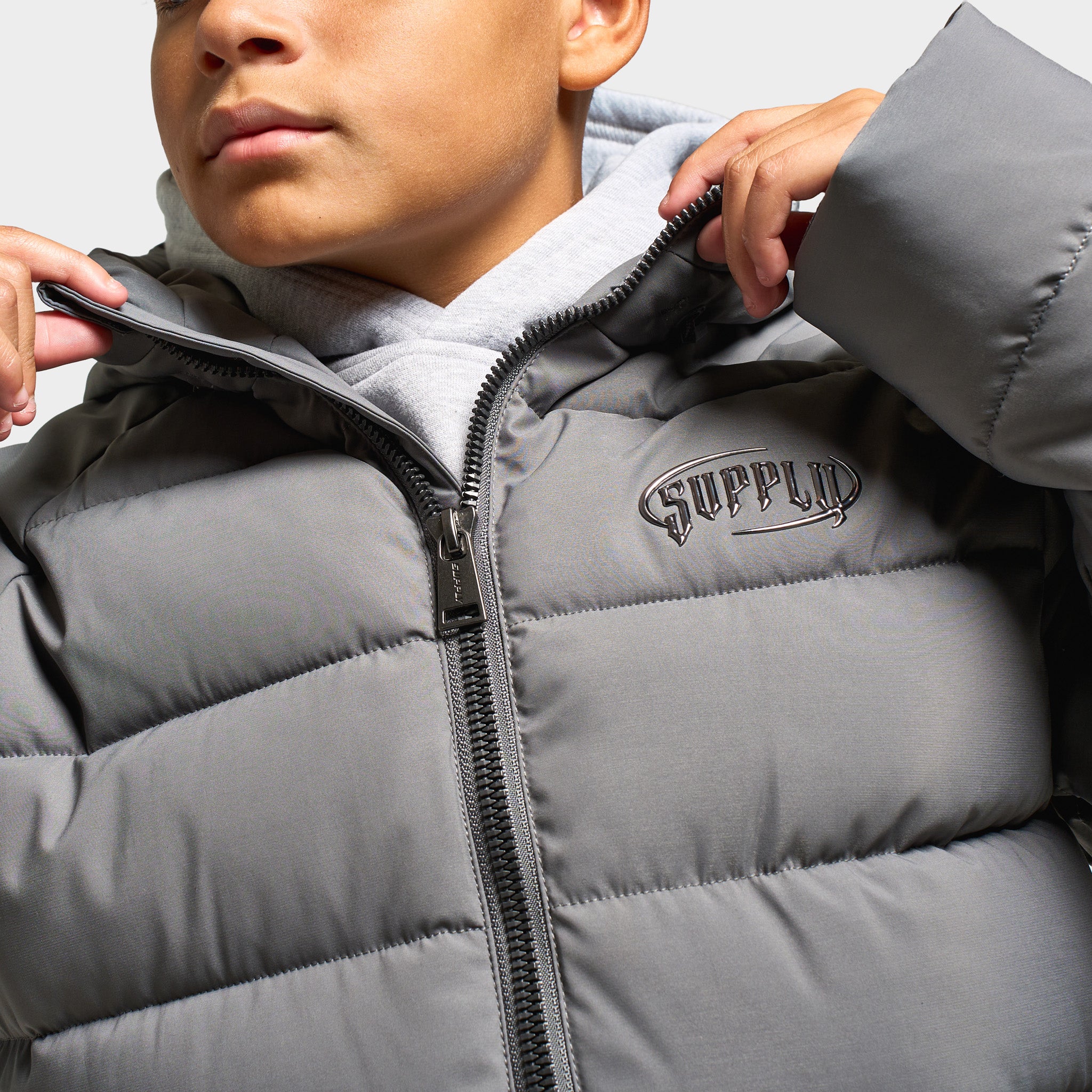Supply & Demand Juniors' Hydro Padded Jacket / Dark Grey - Image 4