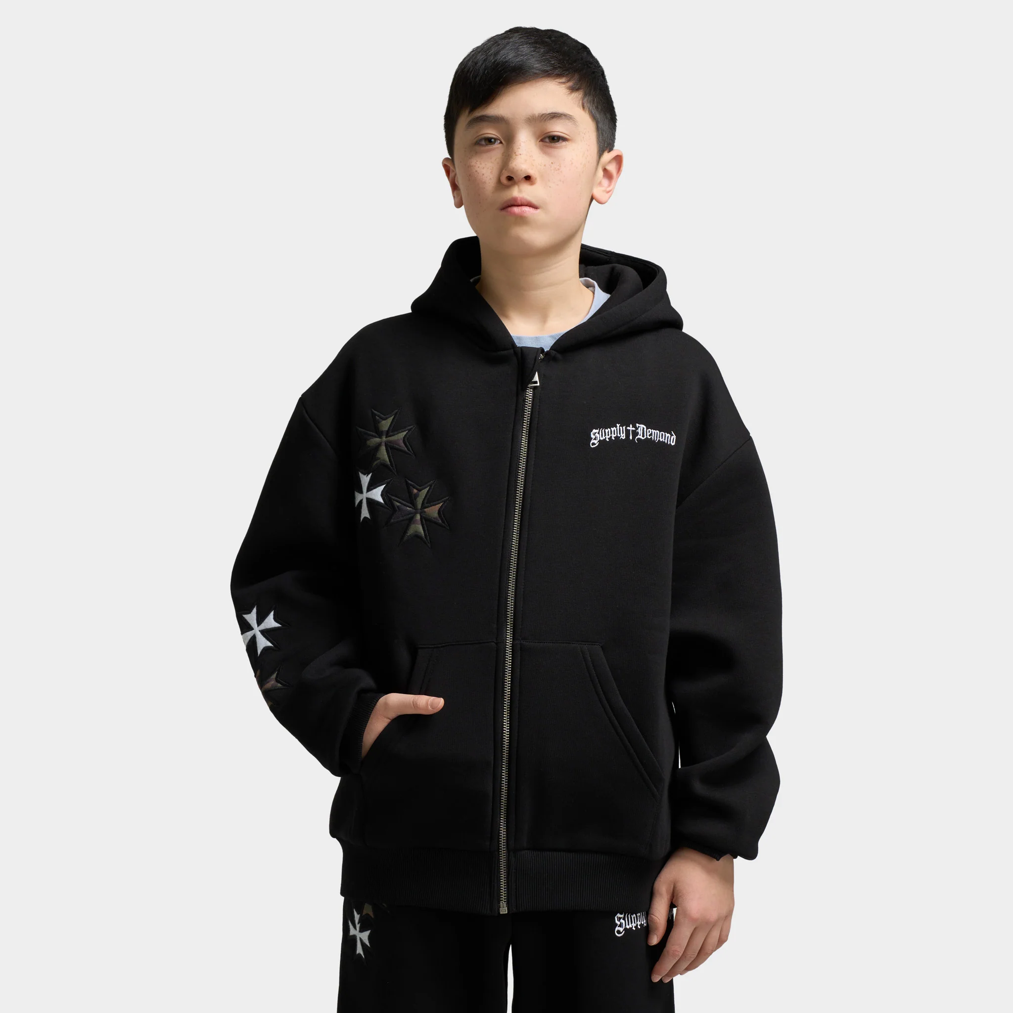 Supply & Demand Juniors' Slate Full-Zip Hoodie / Black - Image 3