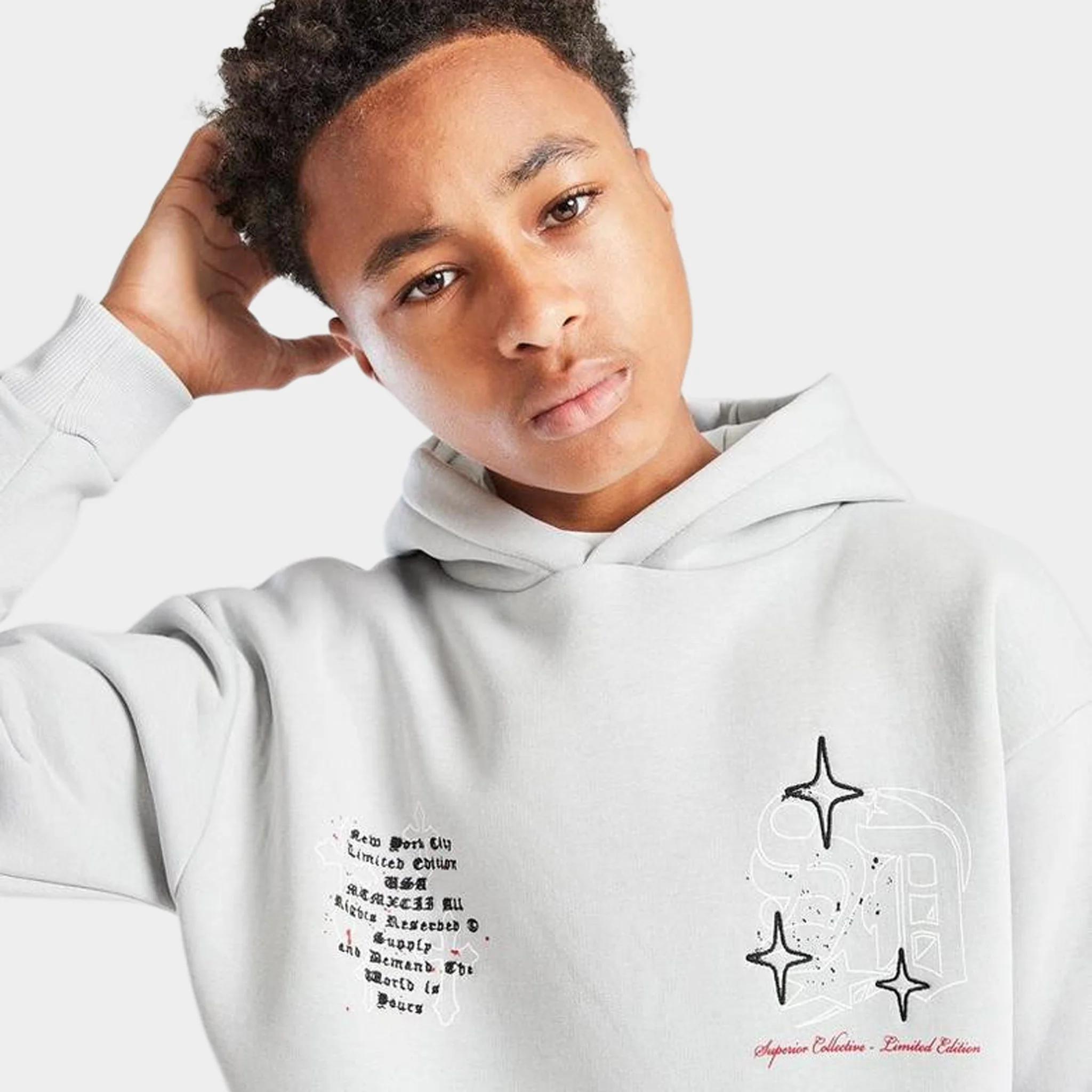 Supply & Demand Juniors' Vito Pullover Hoodie / Light Grey - Image 3